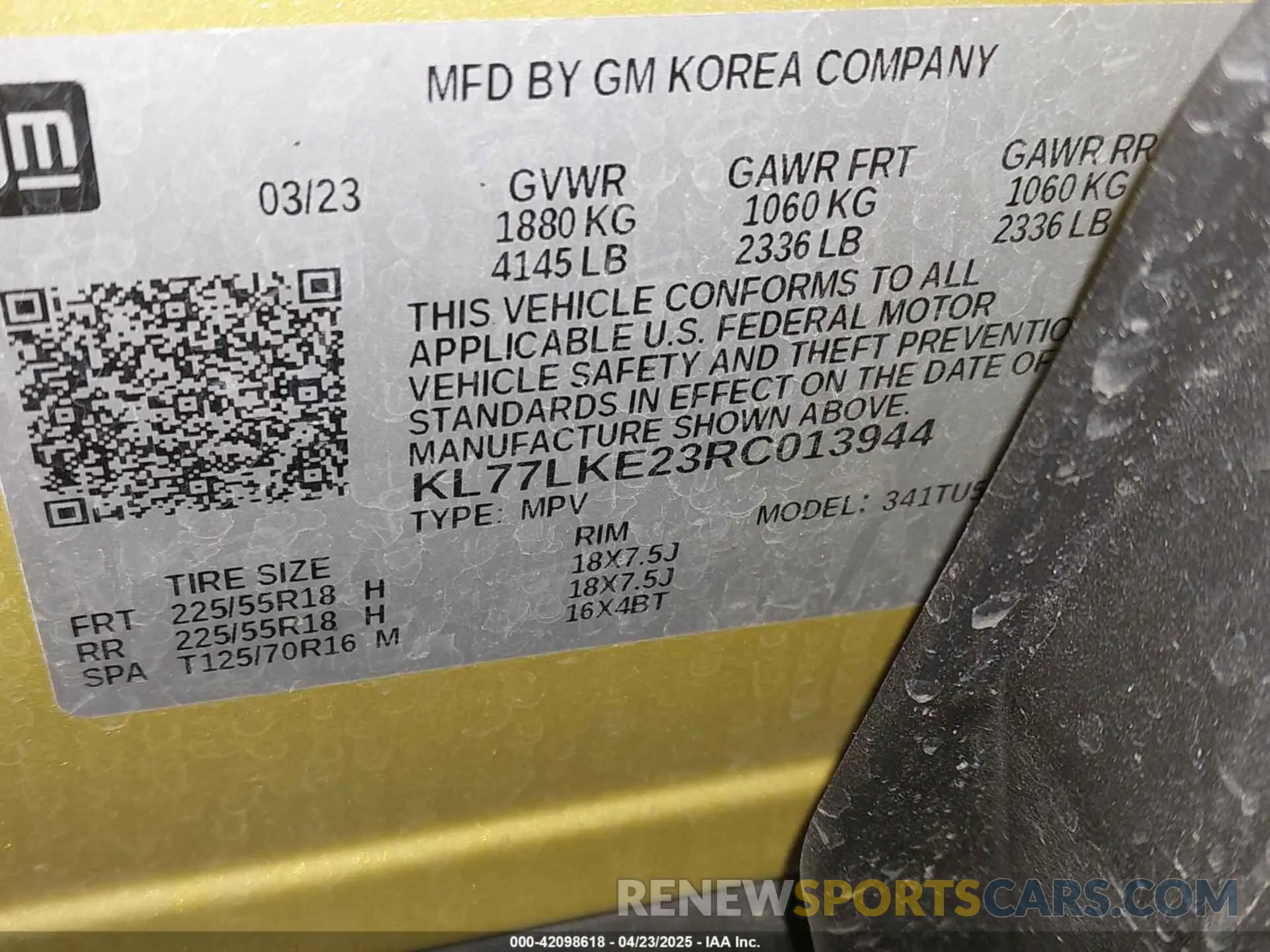 9 fotografías del automóvil dañado KL77LKE23RC013944 CHEVROLET TRAX 2024