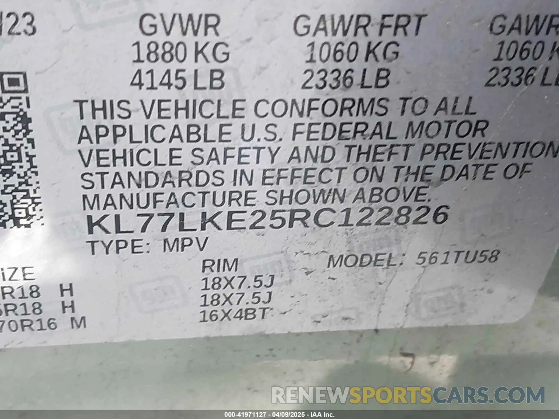 9 fotografías del automóvil dañado KL77LKE25RC122826 CHEVROLET TRAX 2024