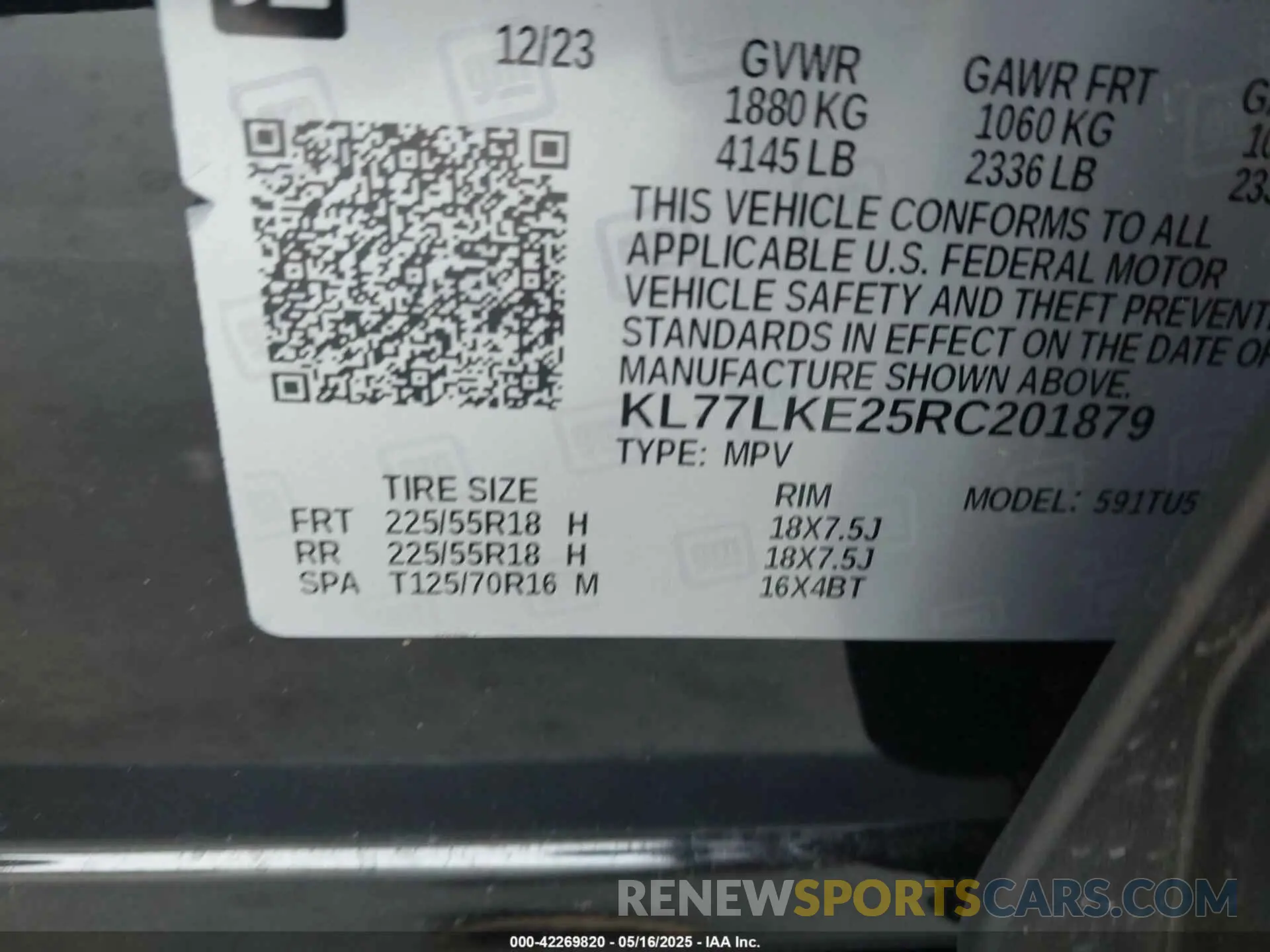 9 fotografías del automóvil dañado KL77LKE25RC201879 CHEVROLET TRAX 2024