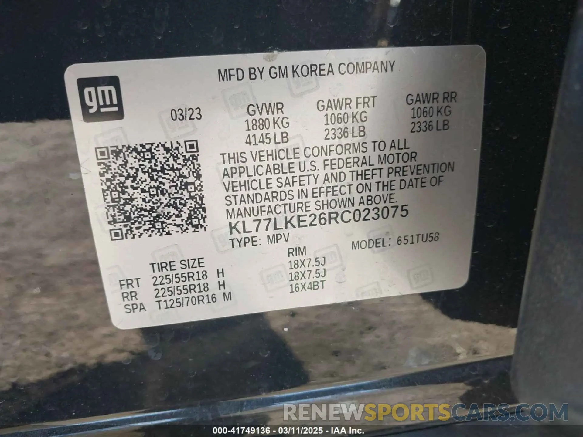 9 fotografías del automóvil dañado KL77LKE26RC023075 CHEVROLET TRAX 2024