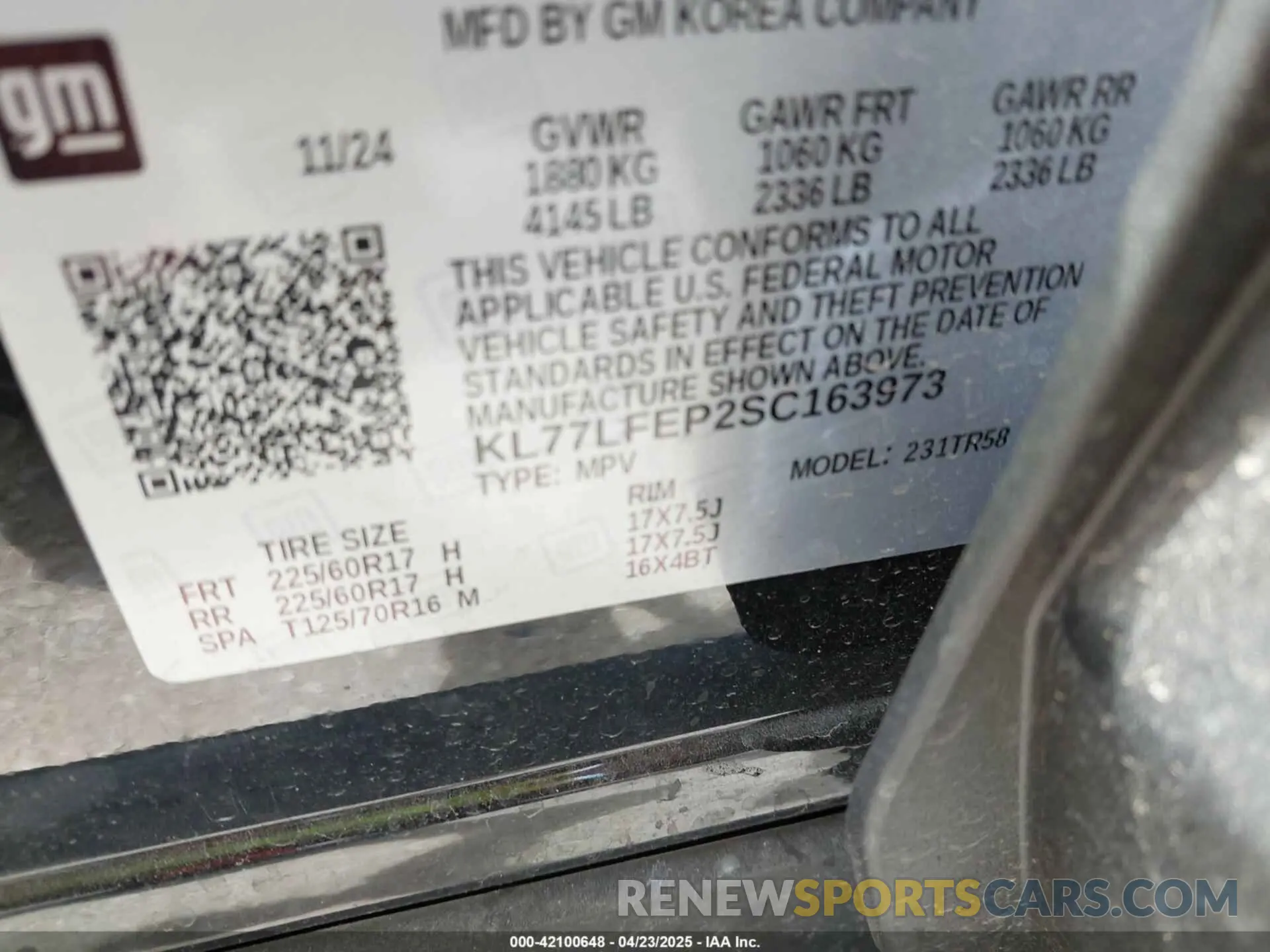9 fotografías del automóvil dañado KL77LFEP2SC163973 CHEVROLET TRAX 2025