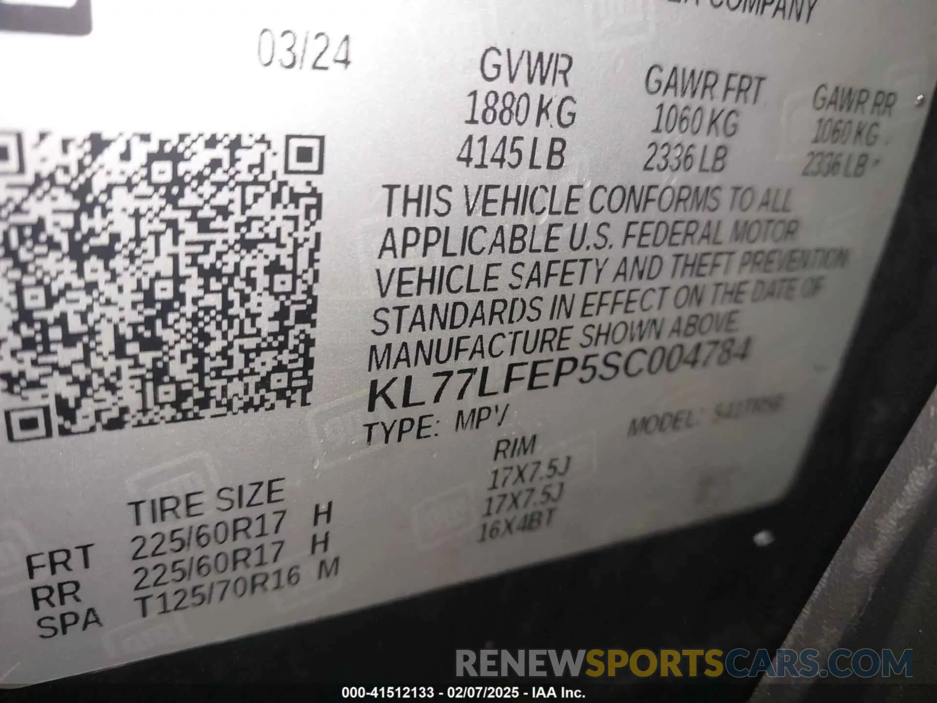 9 fotografías del automóvil dañado KL77LFEP5SC004784 CHEVROLET TRAX 2025