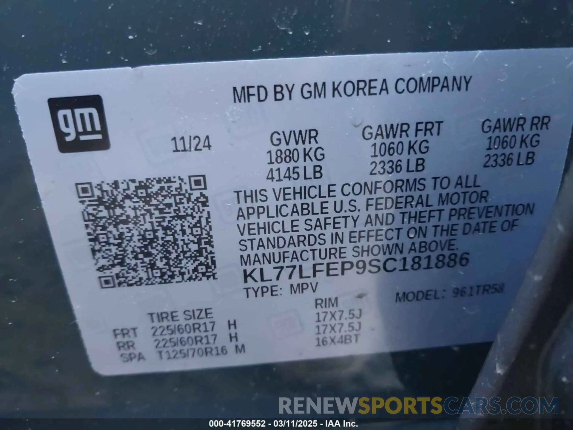 9 fotografías del automóvil dañado KL77LFEP9SC181886 CHEVROLET TRAX 2025