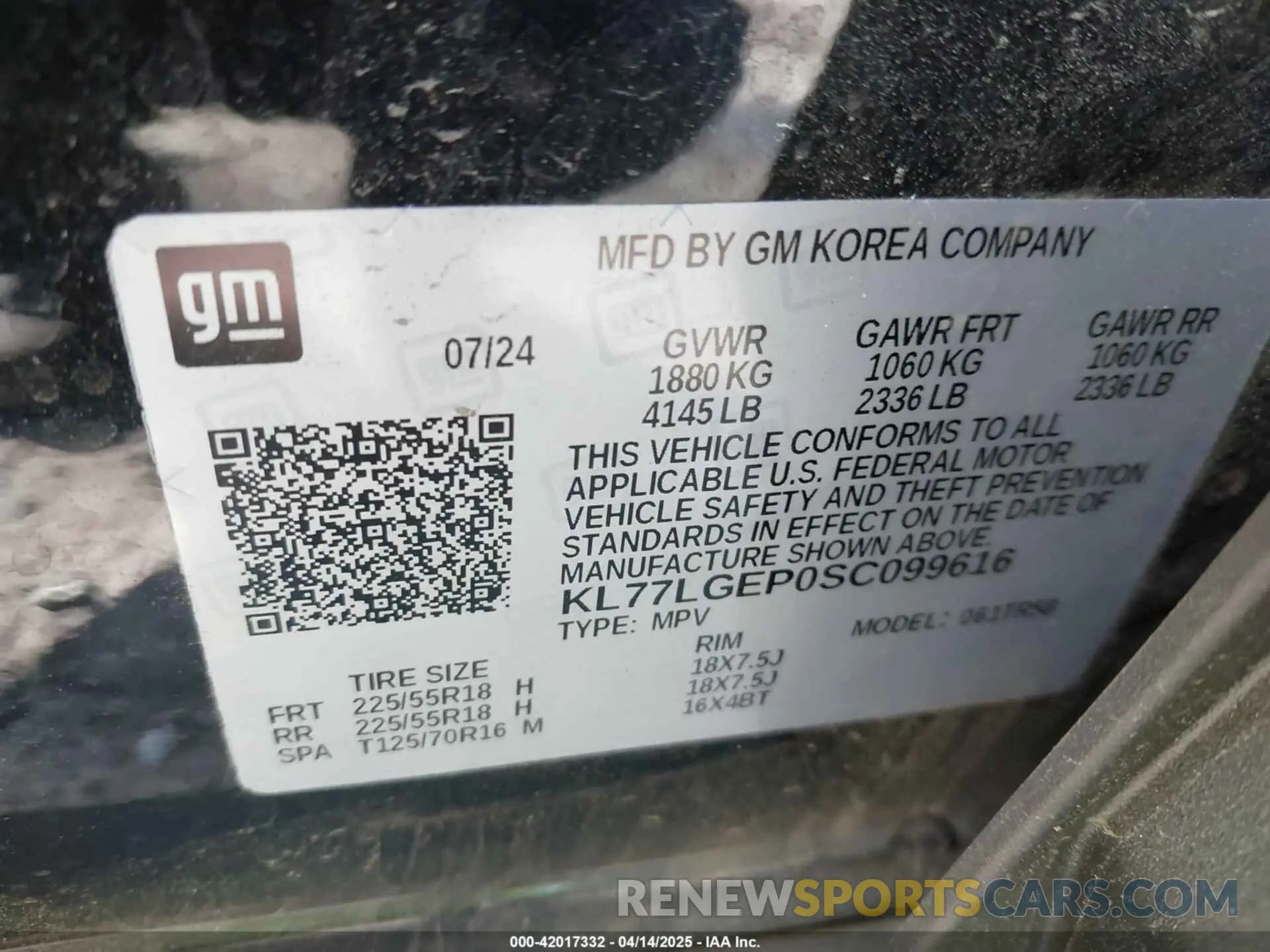 9 fotografías del automóvil dañado KL77LGEP0SC099616 CHEVROLET TRAX 2025