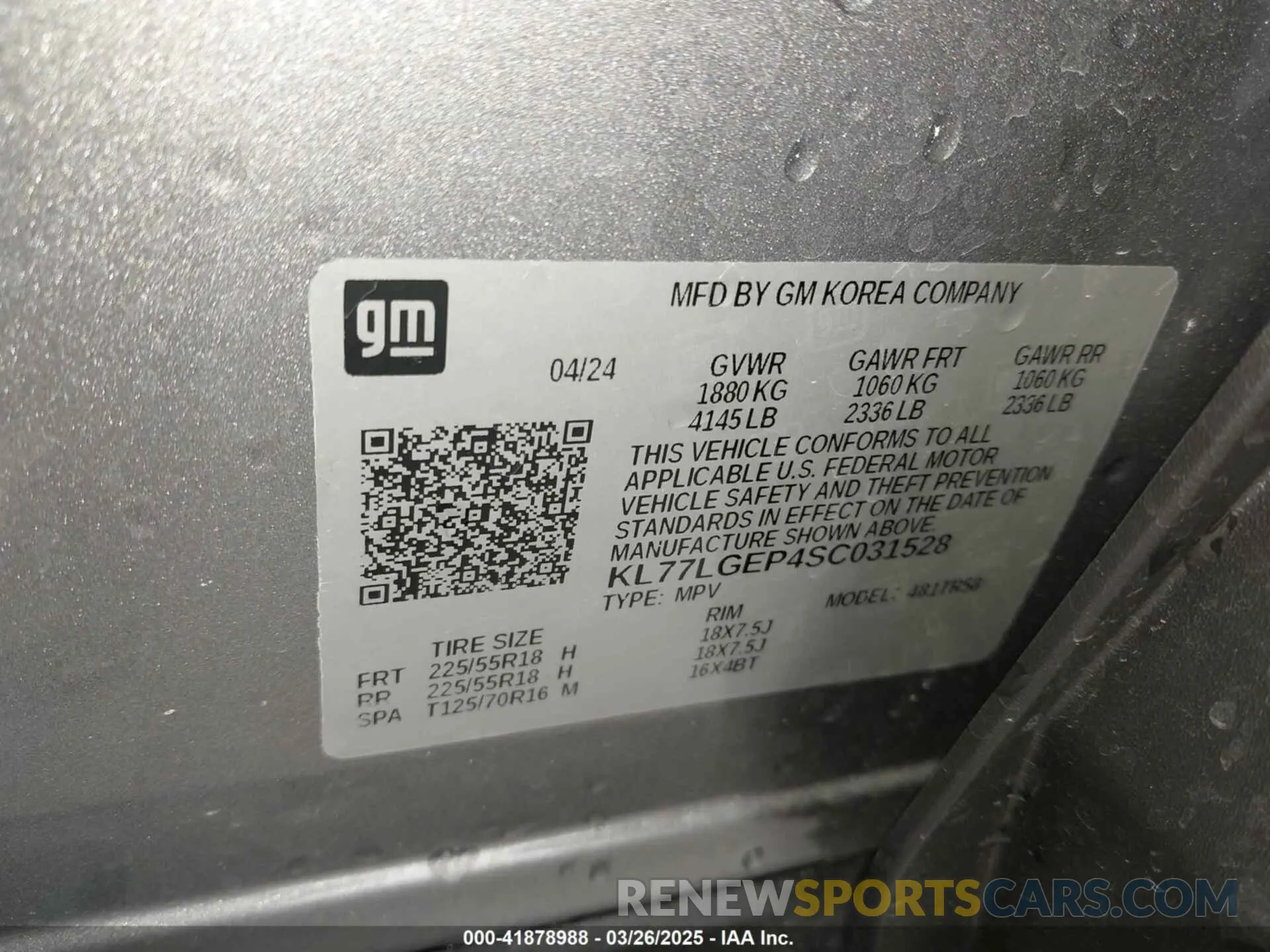 9 fotografías del automóvil dañado KL77LGEP4SC031528 CHEVROLET TRAX 2025