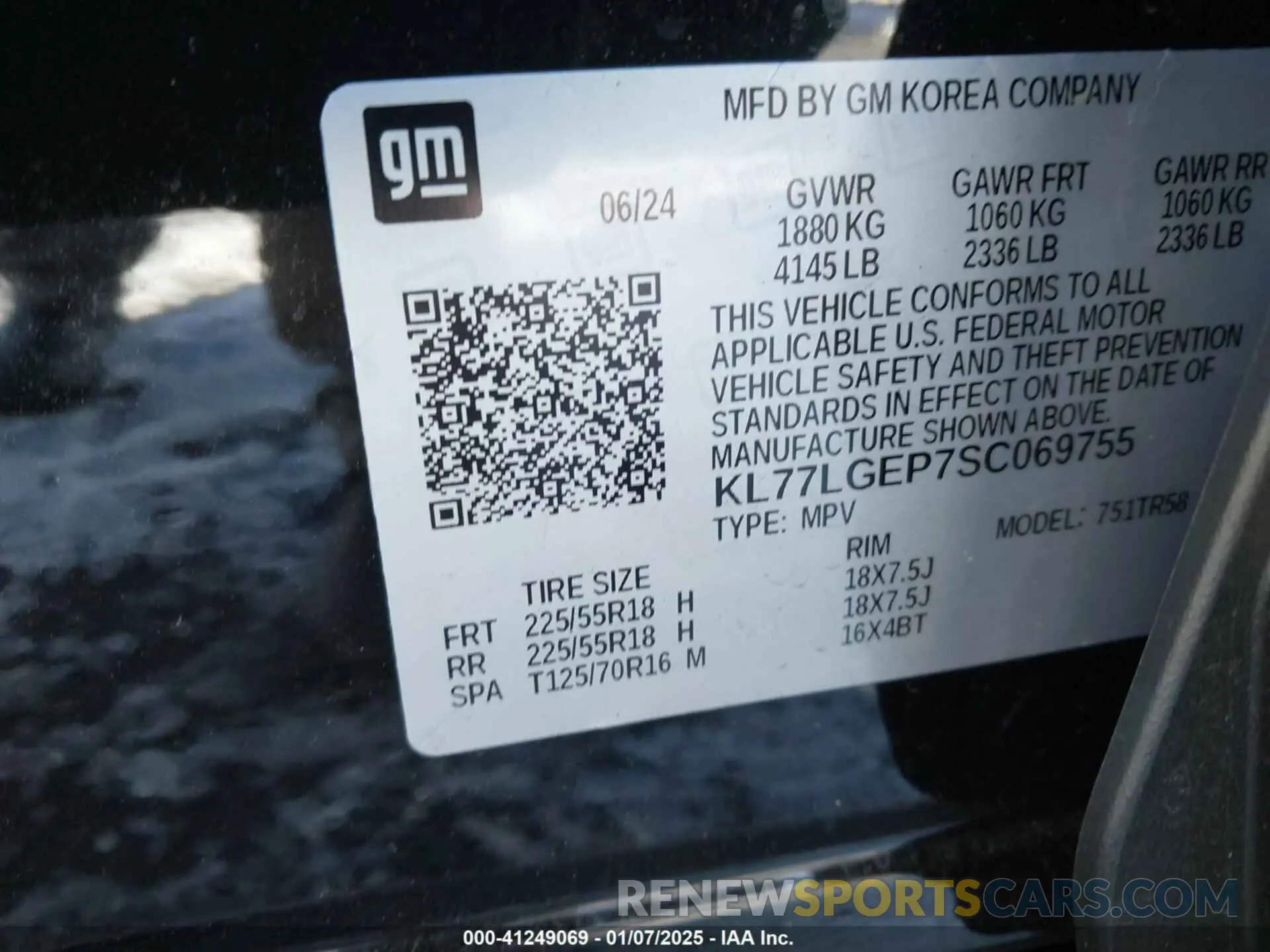 9 fotografías del automóvil dañado KL77LGEP7SC069755 CHEVROLET TRAX 2025