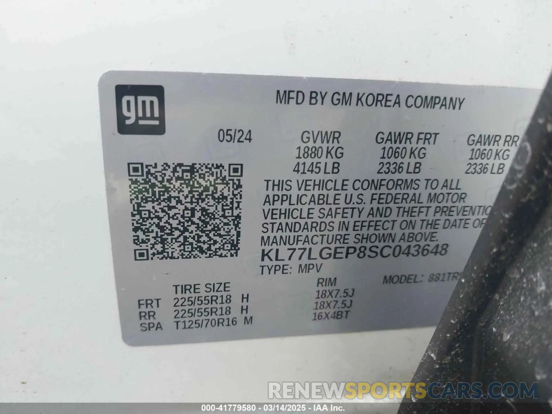 9 fotografías del automóvil dañado KL77LGEP8SC043648 CHEVROLET TRAX 2025