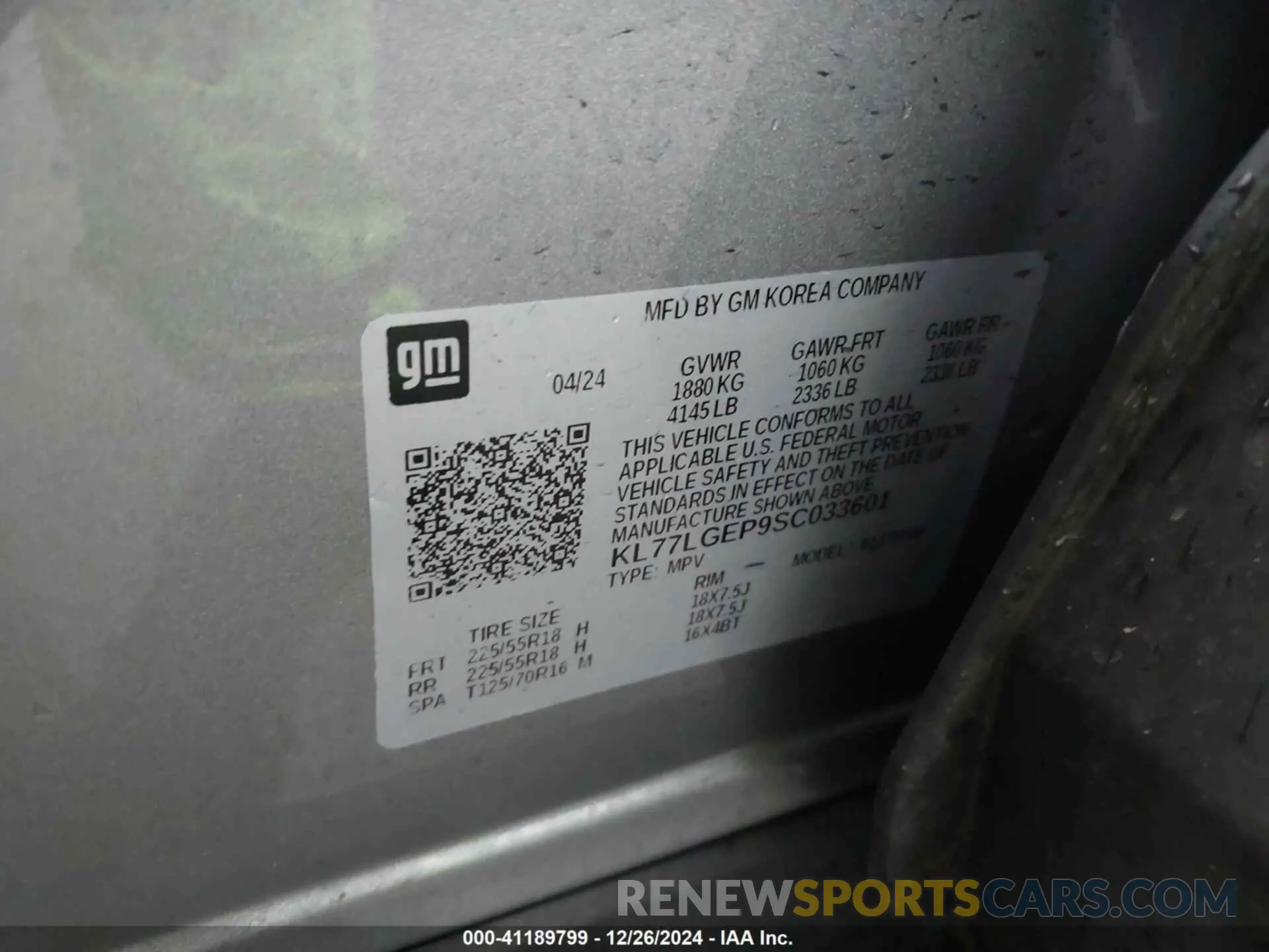 9 fotografías del automóvil dañado KL77LGEP9SC033601 CHEVROLET TRAX 2025