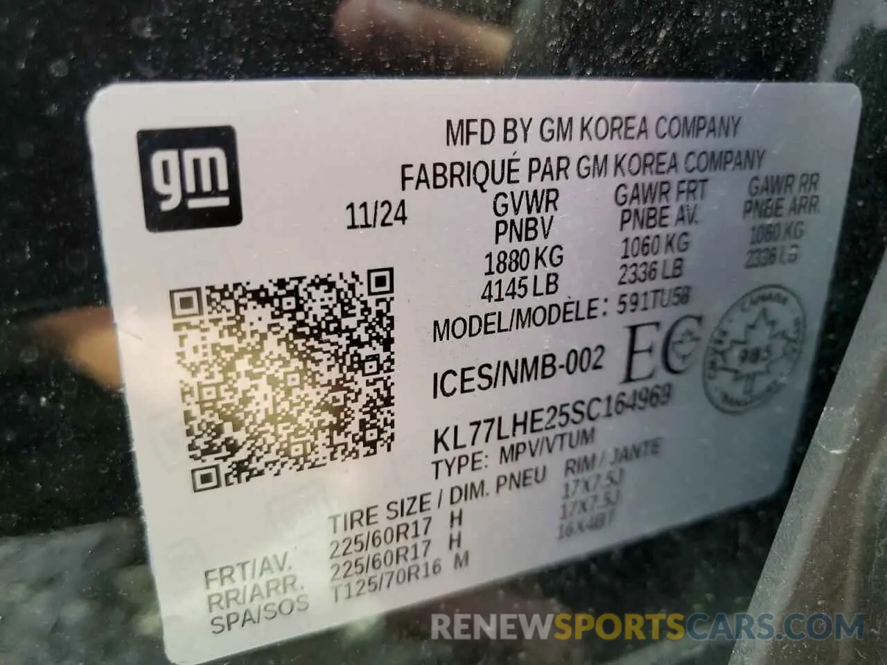 14 fotografías del automóvil dañado KL77LHE25SC164969 CHEVROLET TRAX 2025