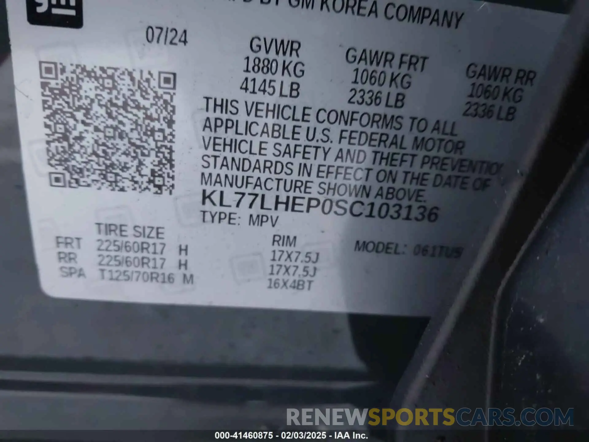 9 fotografías del automóvil dañado KL77LHEP0SC103136 CHEVROLET TRAX 2025