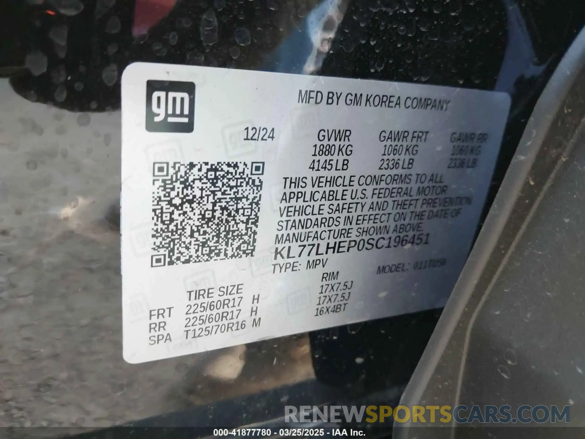 9 fotografías del automóvil dañado KL77LHEP0SC196451 CHEVROLET TRAX 2025