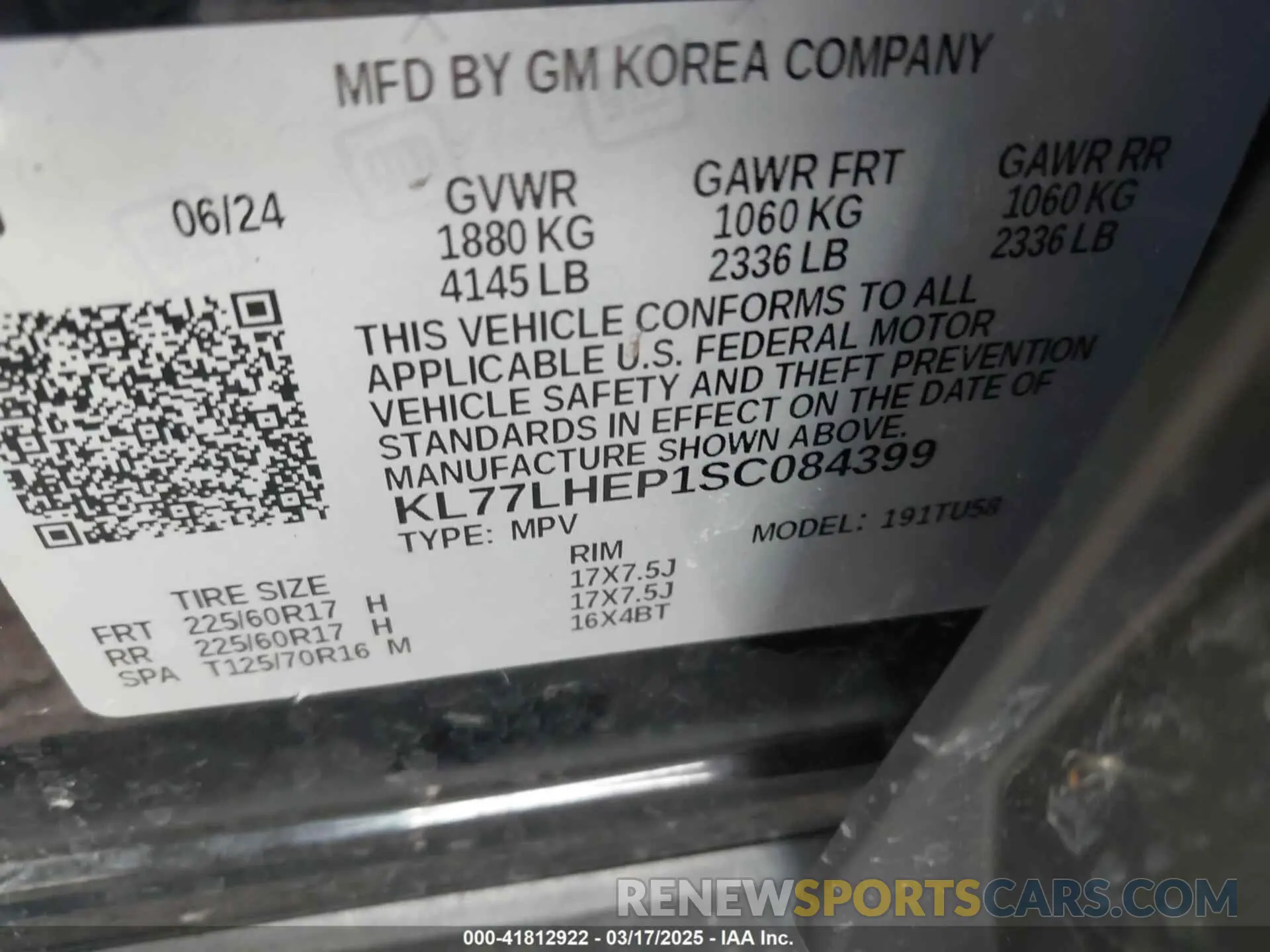 9 fotografías del automóvil dañado KL77LHEP1SC084399 CHEVROLET TRAX 2025