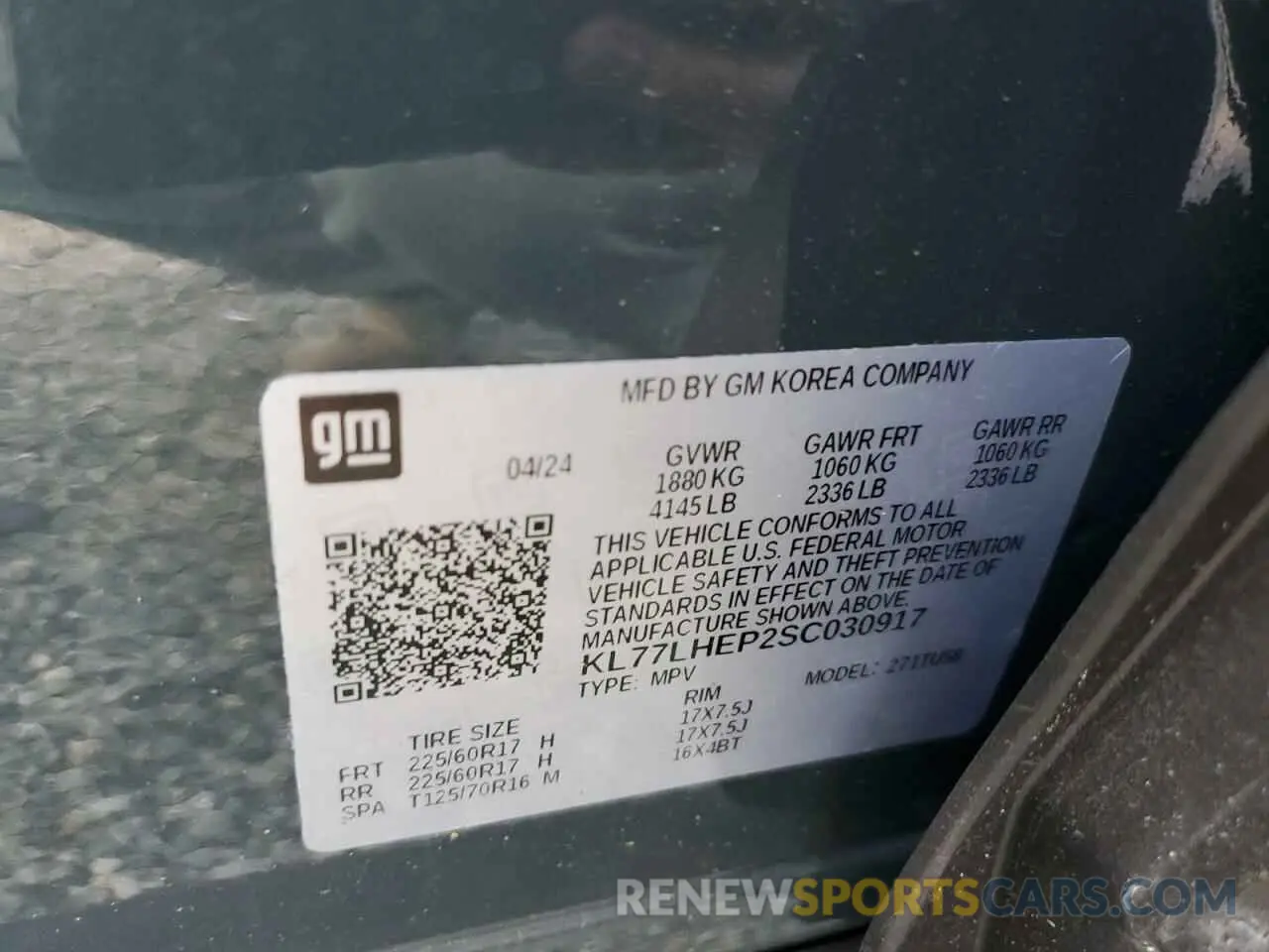 15 fotografías del automóvil dañado KL77LHEP2SC030917 CHEVROLET TRAX 2025