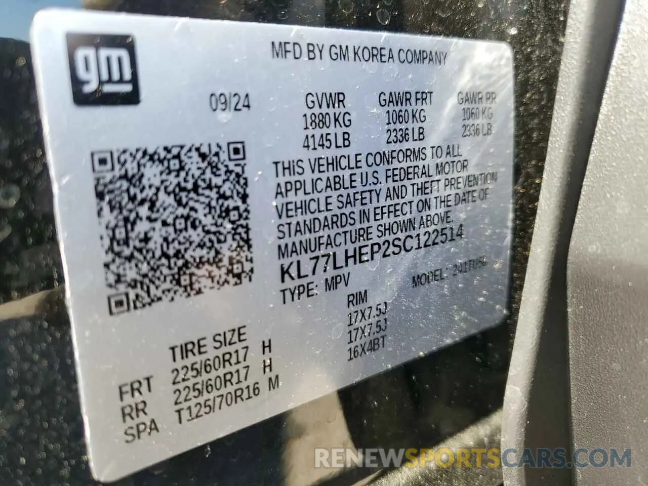13 fotografías del automóvil dañado KL77LHEP2SC122514 CHEVROLET TRAX 2025