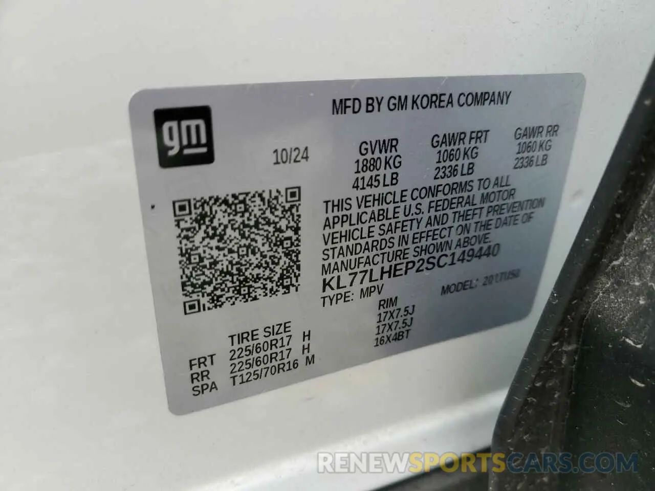 13 fotografías del automóvil dañado KL77LHEP2SC149440 CHEVROLET TRAX 2025