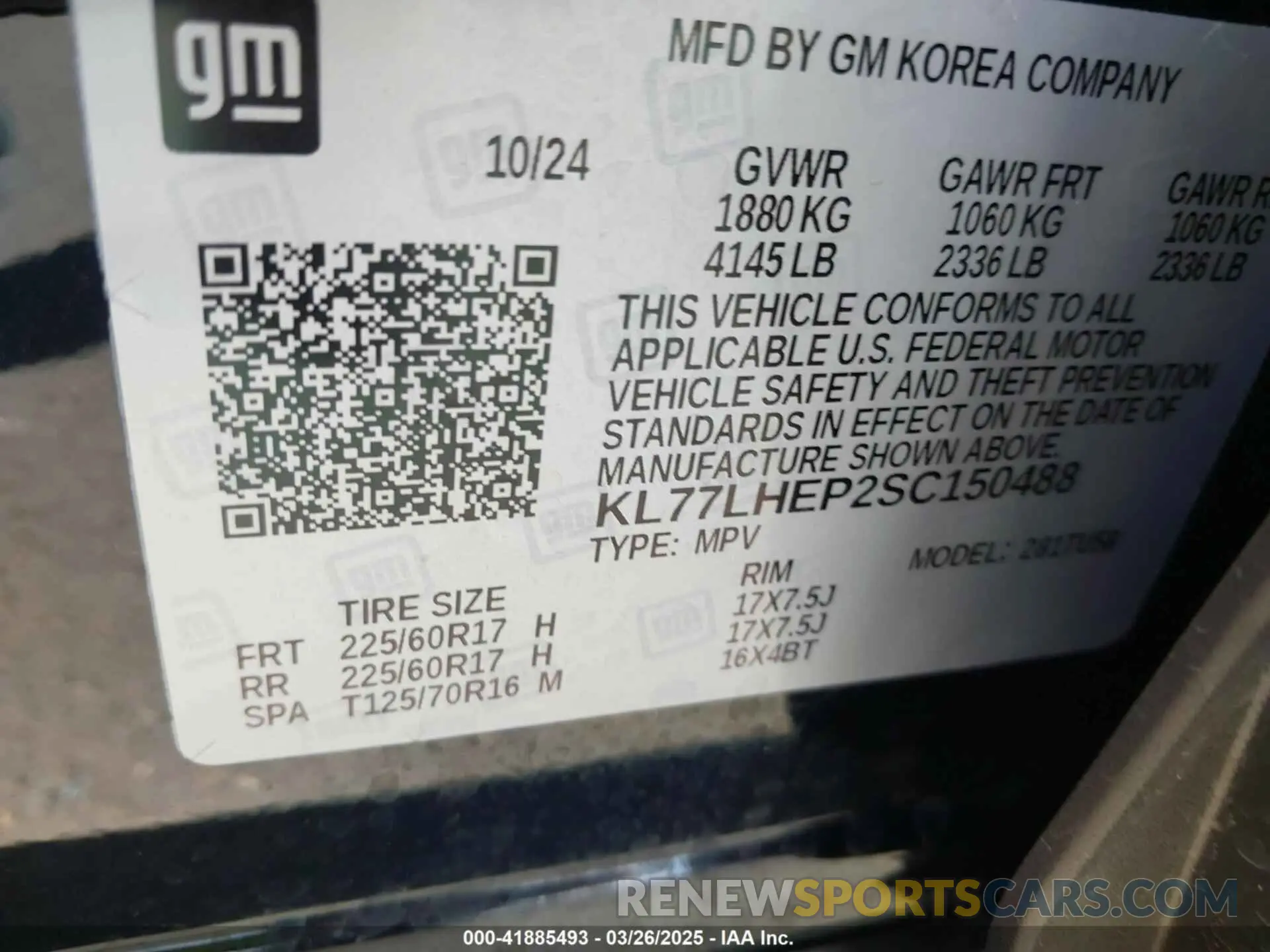 9 fotografías del automóvil dañado KL77LHEP2SC150488 CHEVROLET TRAX 2025