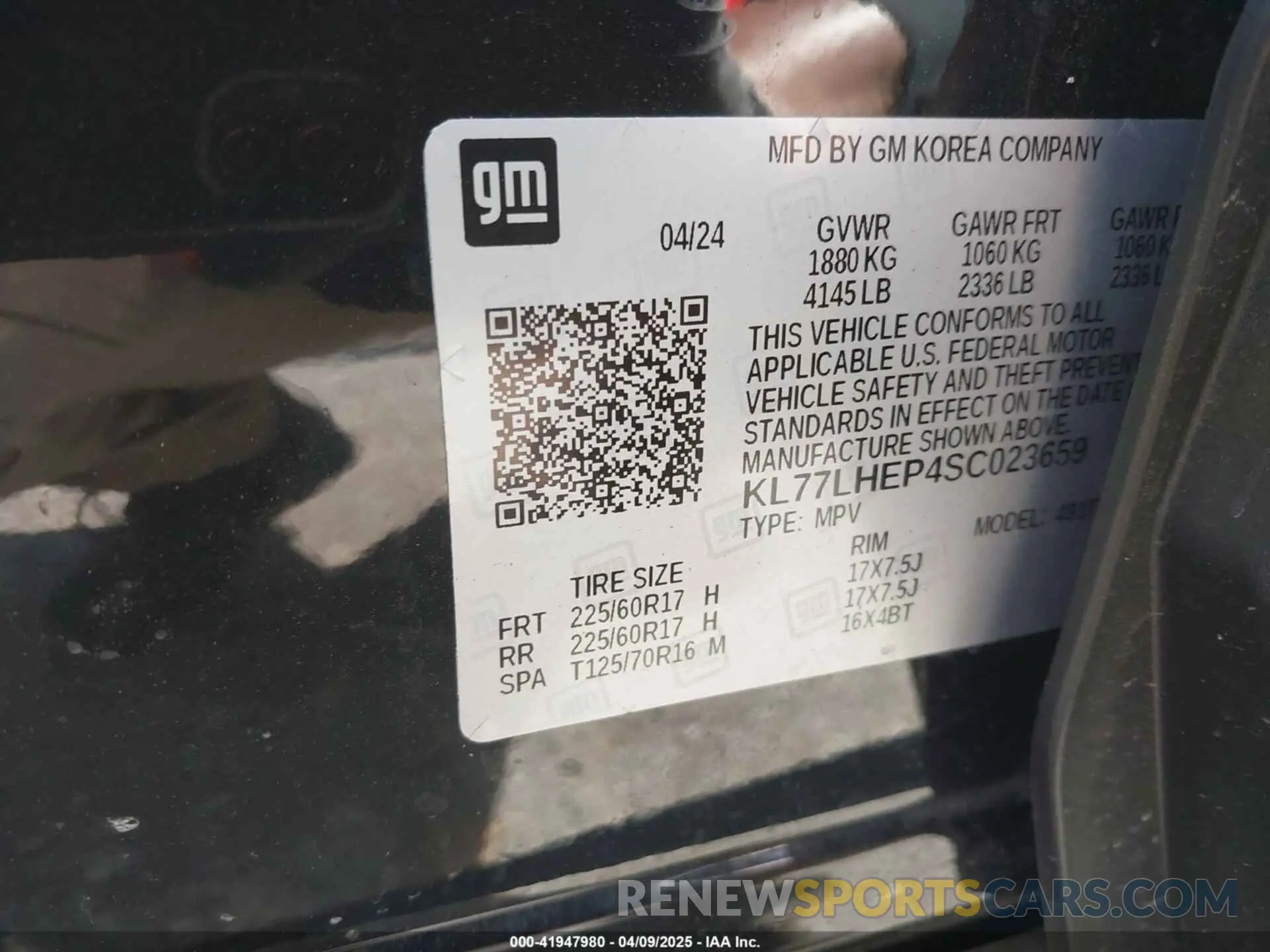 9 fotografías del automóvil dañado KL77LHEP4SC023659 CHEVROLET TRAX 2025