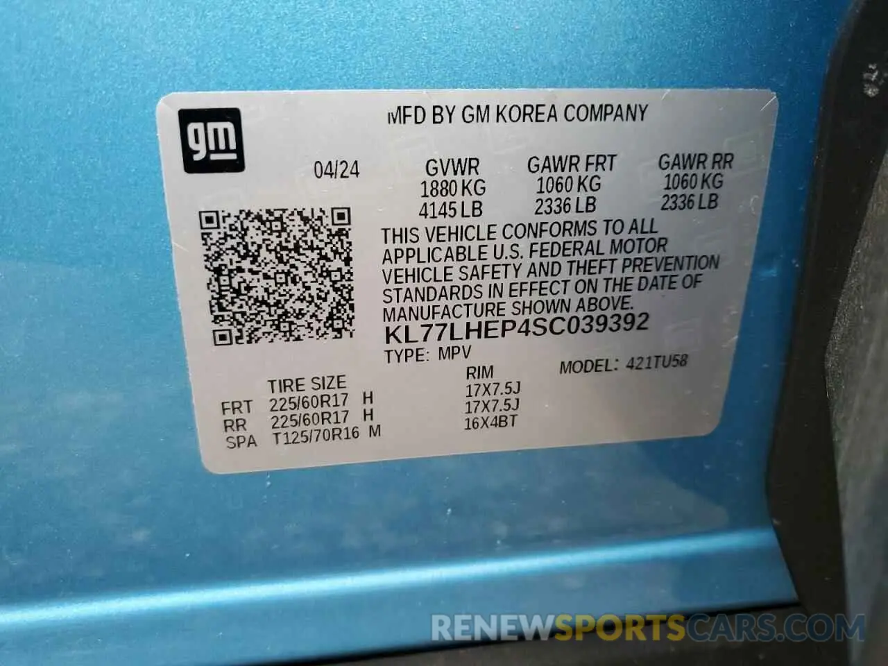 14 fotografías del automóvil dañado KL77LHEP4SC039392 CHEVROLET TRAX 2025
