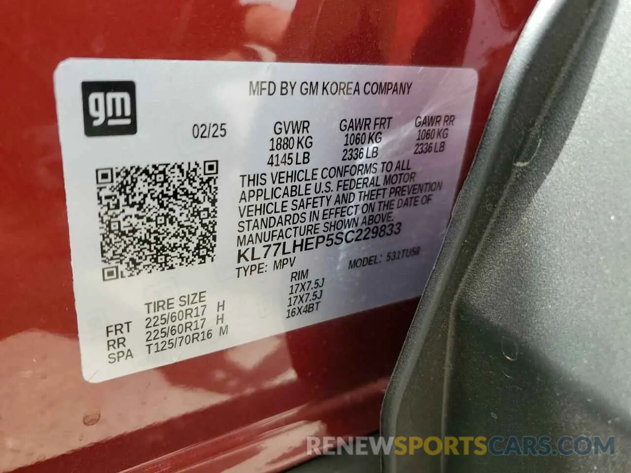 13 fotografías del automóvil dañado KL77LHEP5SC229833 CHEVROLET TRAX 2025