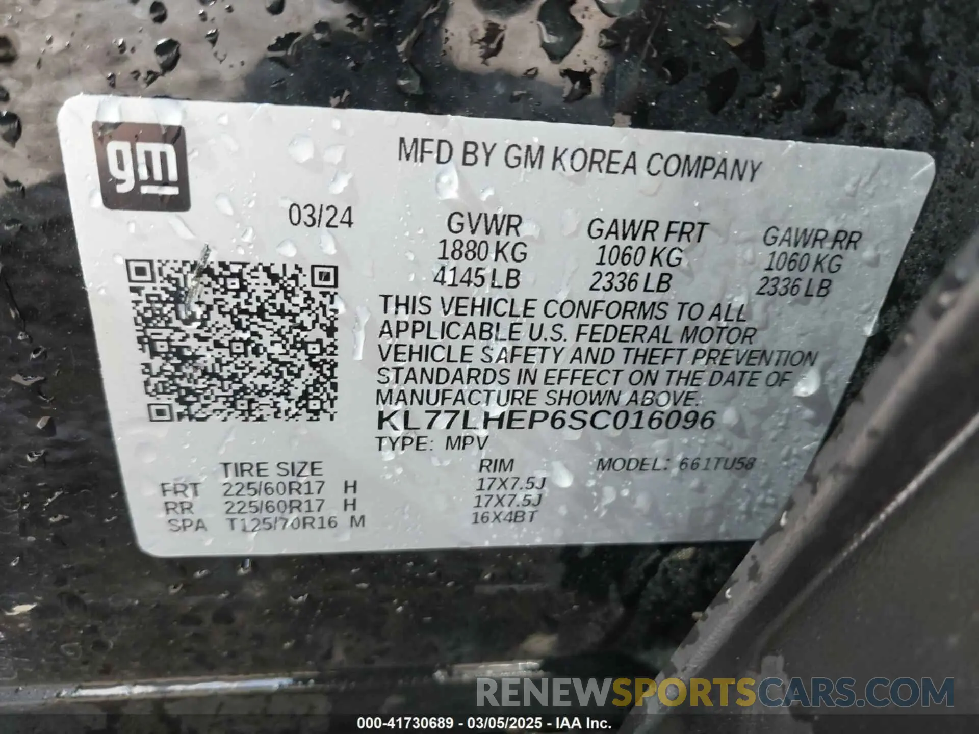 9 fotografías del automóvil dañado KL77LHEP6SC016096 CHEVROLET TRAX 2025