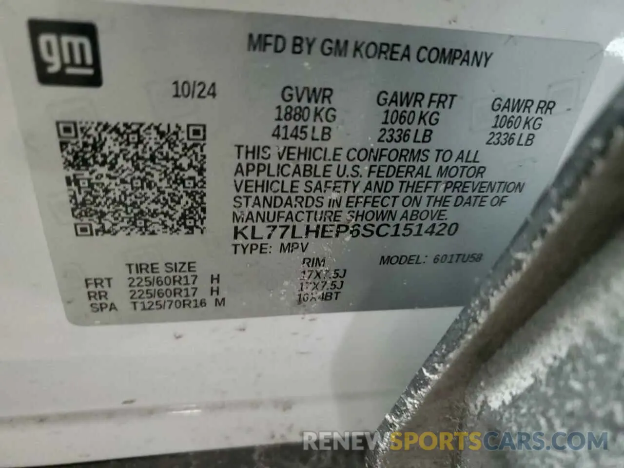 12 fotografías del automóvil dañado KL77LHEP6SC151420 CHEVROLET TRAX 2025