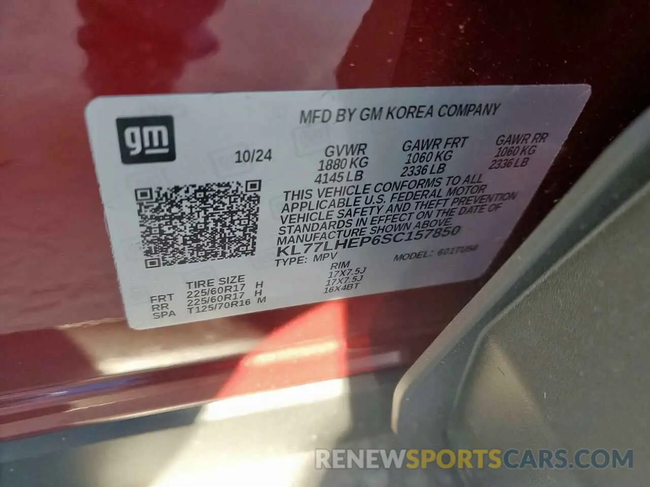 14 fotografías del automóvil dañado KL77LHEP6SC157850 CHEVROLET TRAX 2025