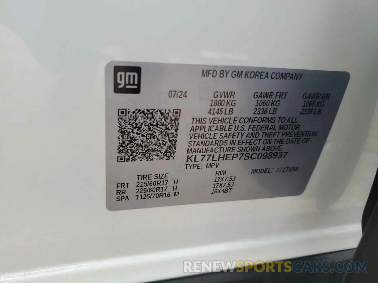 12 fotografías del automóvil dañado KL77LHEP7SC098937 CHEVROLET TRAX 2025