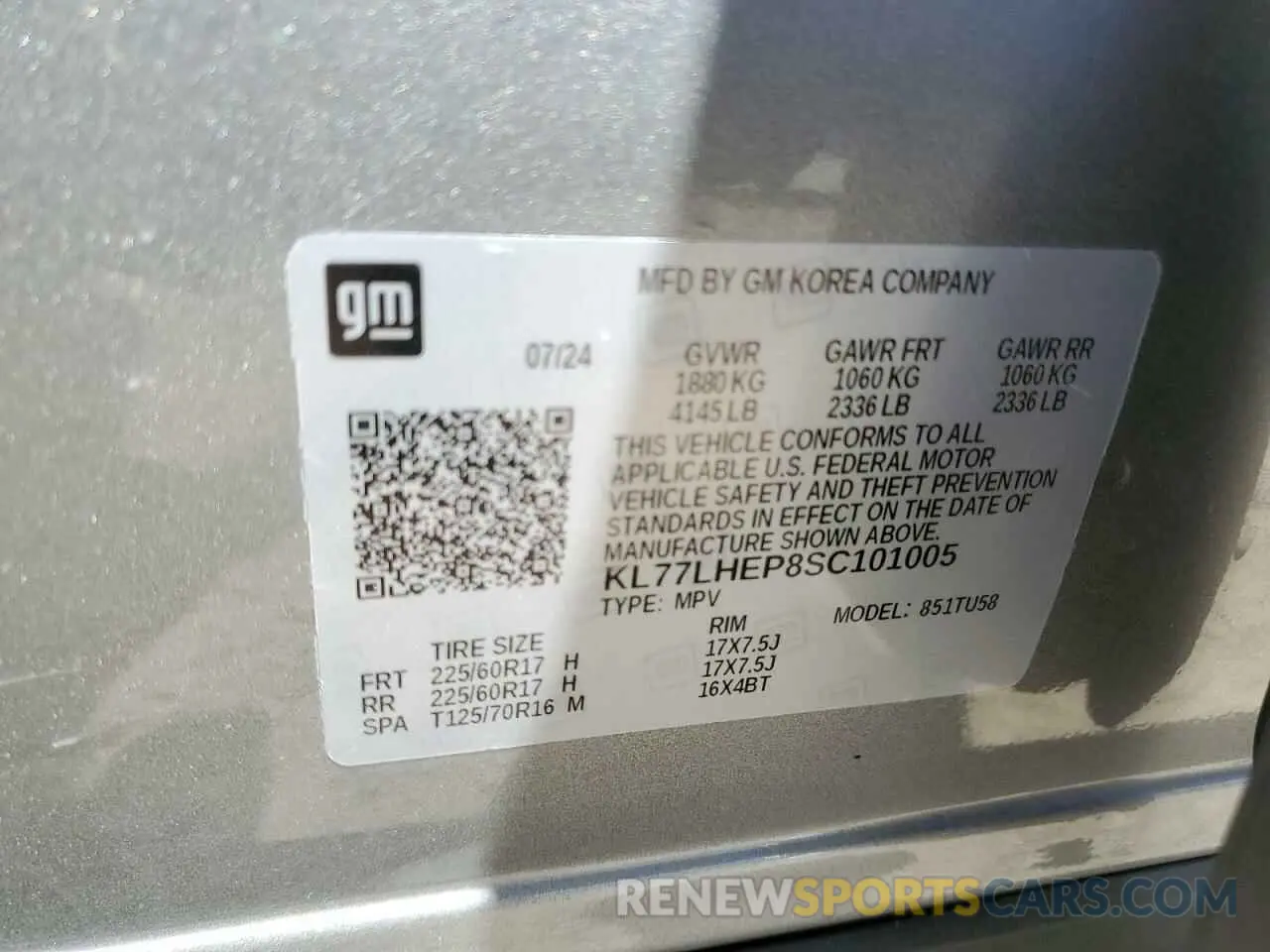 14 fotografías del automóvil dañado KL77LHEP8SC101005 CHEVROLET TRAX 2025