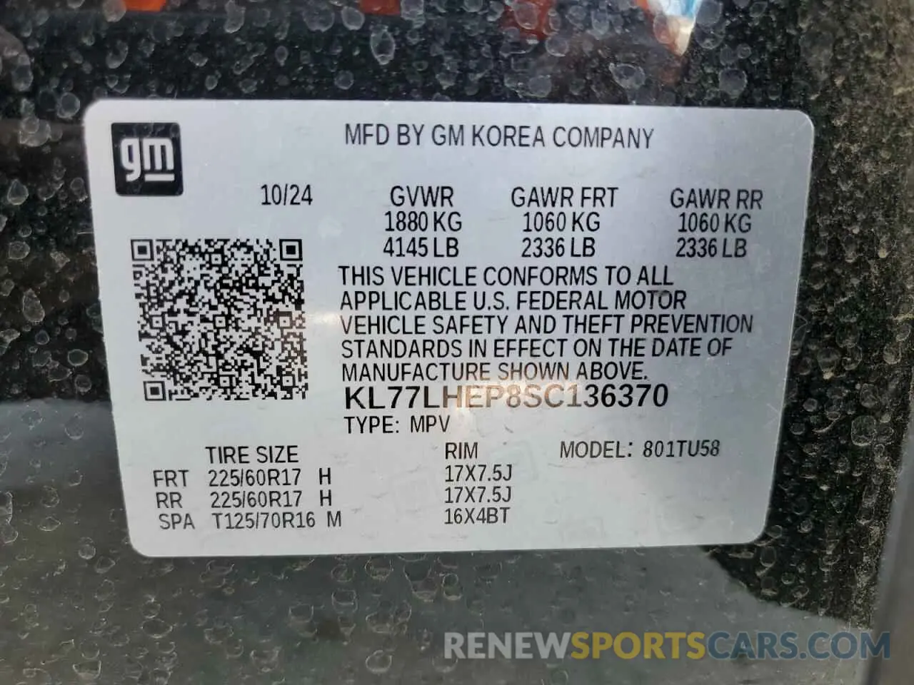 13 fotografías del automóvil dañado KL77LHEP8SC136370 CHEVROLET TRAX 2025