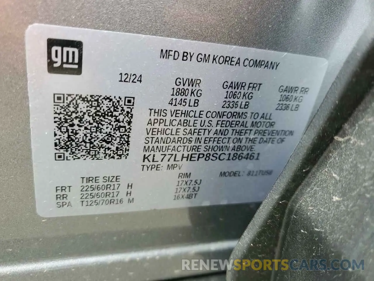 12 fotografías del automóvil dañado KL77LHEP8SC186461 CHEVROLET TRAX 2025
