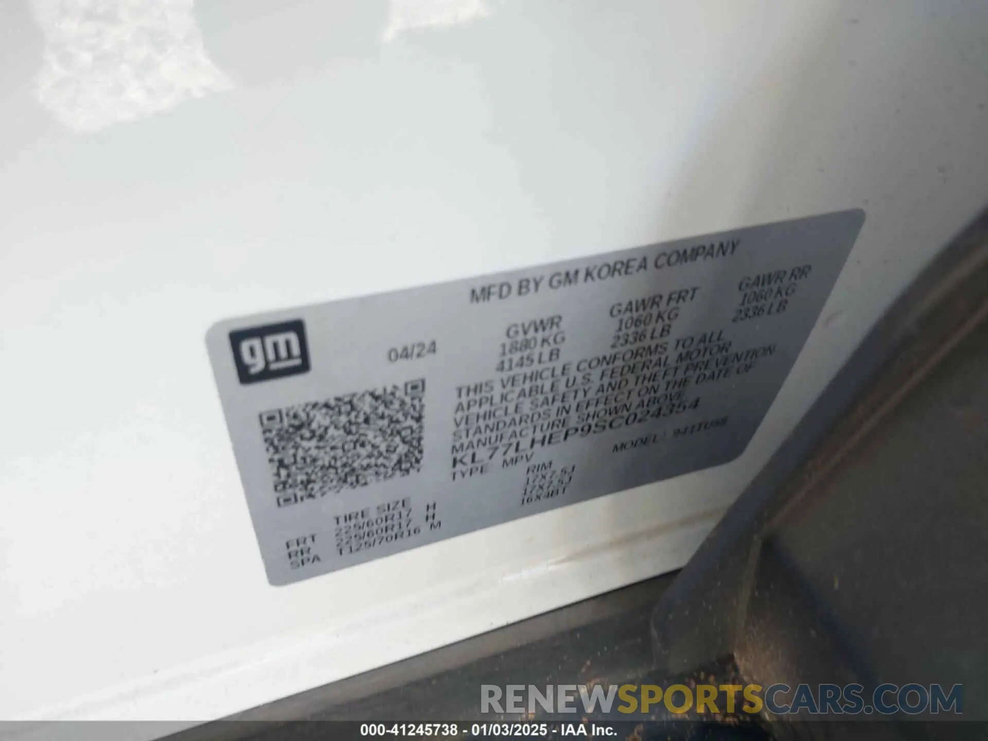9 fotografías del automóvil dañado KL77LHEP9SC024354 CHEVROLET TRAX 2025