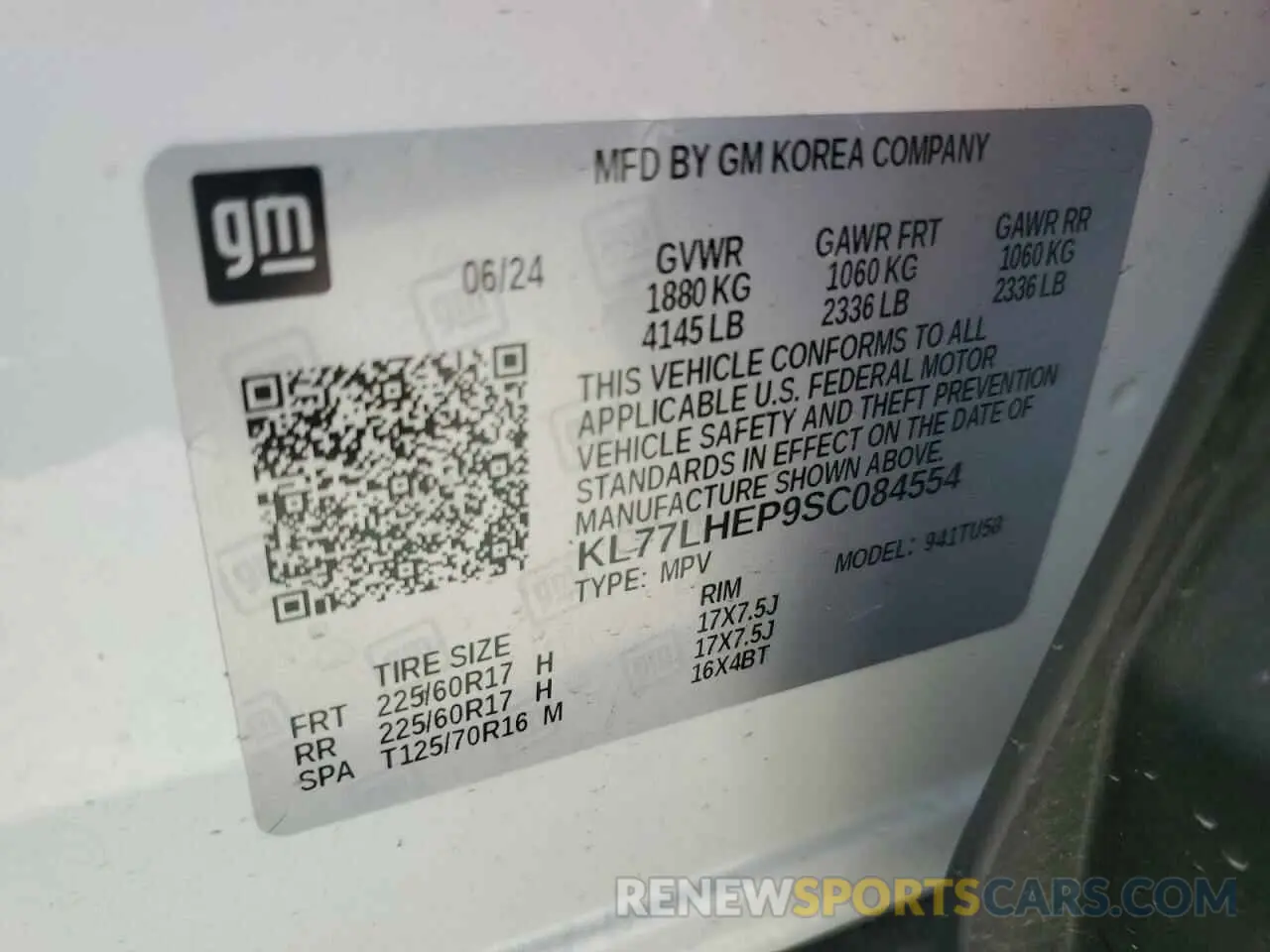 12 fotografías del automóvil dañado KL77LHEP9SC084554 CHEVROLET TRAX 2025
