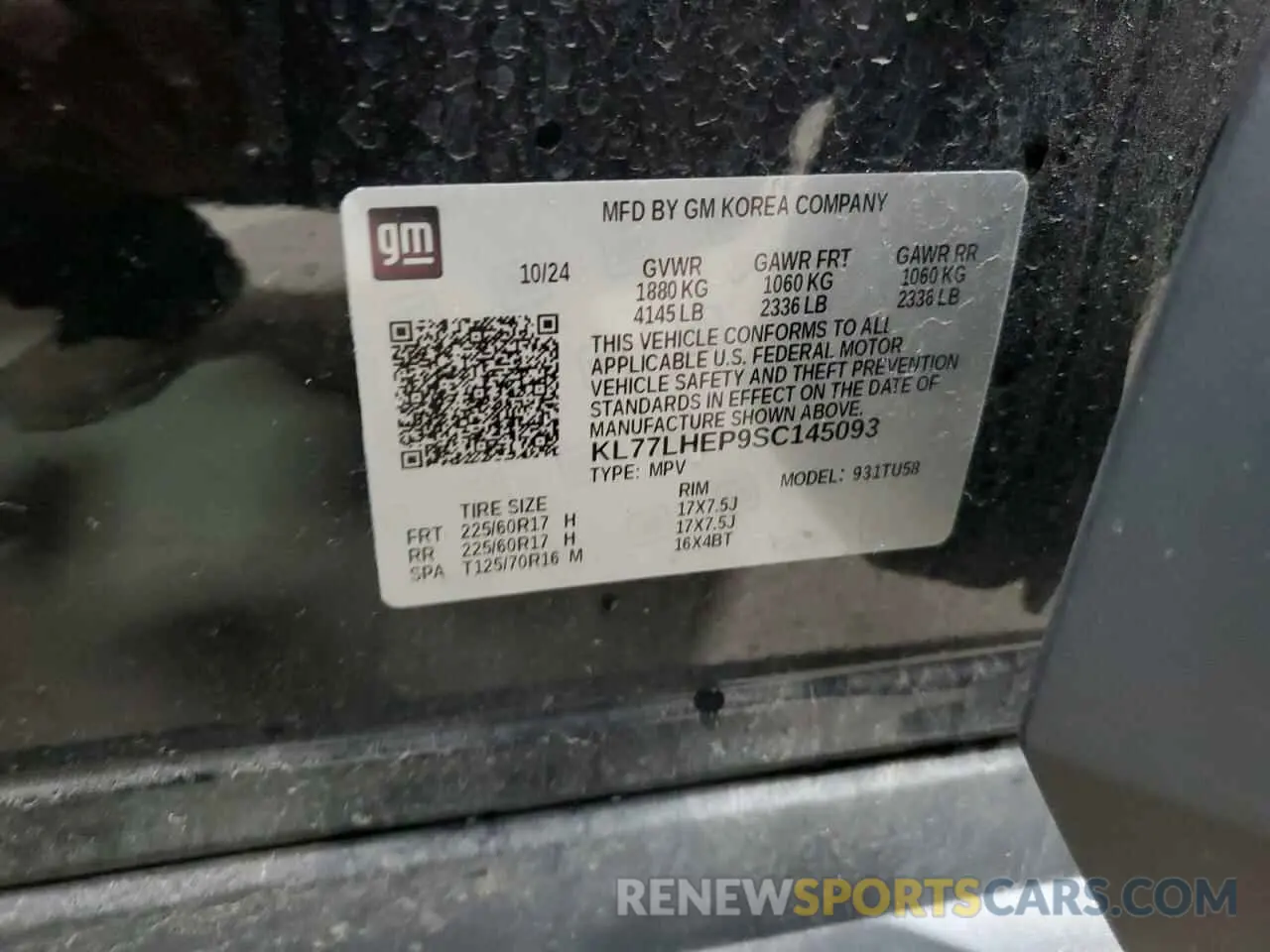 13 fotografías del automóvil dañado KL77LHEP9SC145093 CHEVROLET TRAX 2025