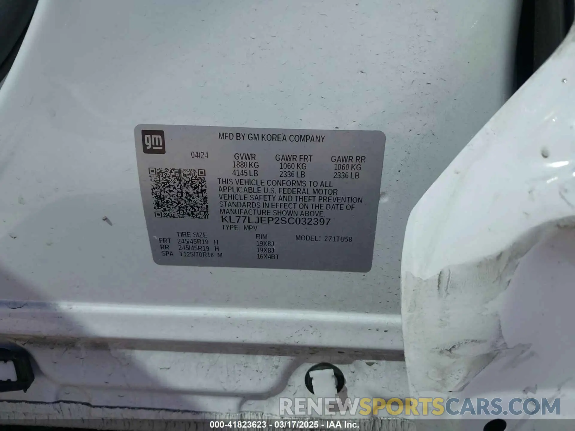 9 fotografías del automóvil dañado KL77LJEP2SC032397 CHEVROLET TRAX 2025