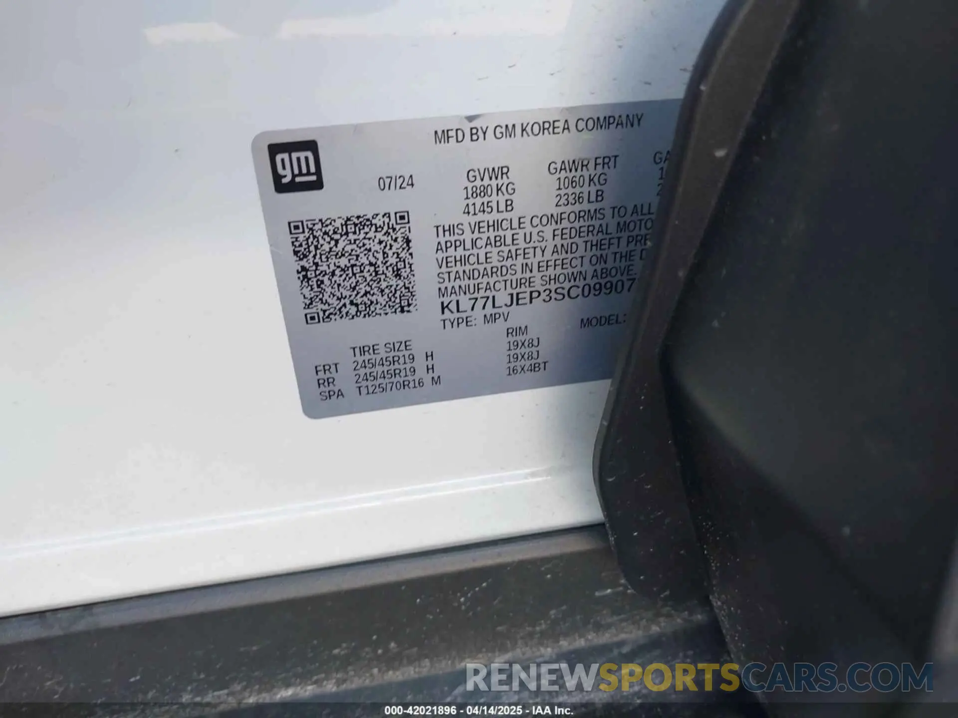 9 fotografías del automóvil dañado KL77LJEP3SC099073 CHEVROLET TRAX 2025