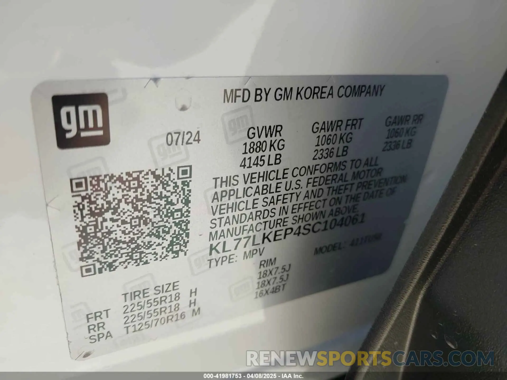 9 fotografías del automóvil dañado KL77LKEP4SC104061 CHEVROLET TRAX 2025