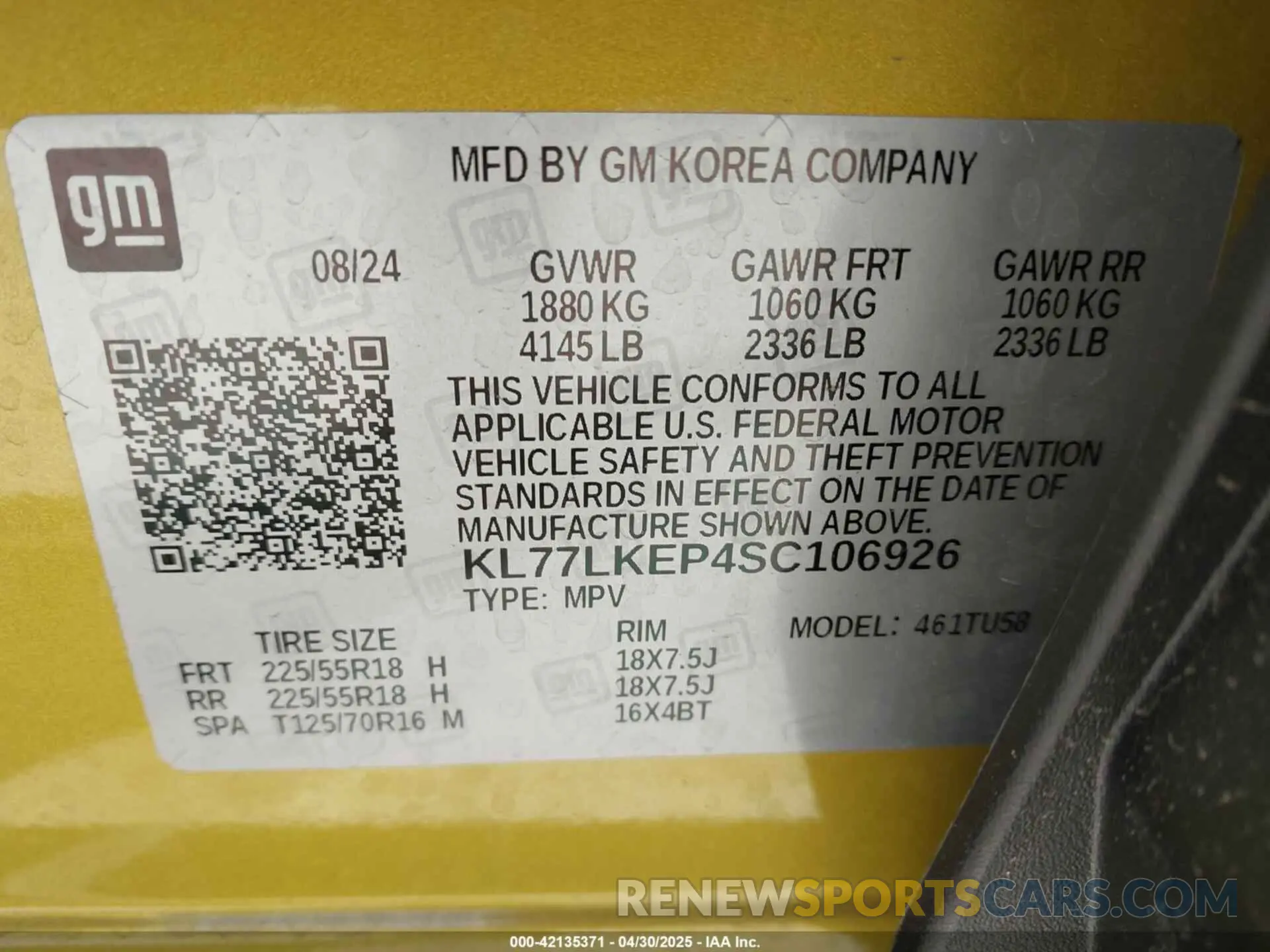 9 fotografías del automóvil dañado KL77LKEP4SC106926 CHEVROLET TRAX 2025