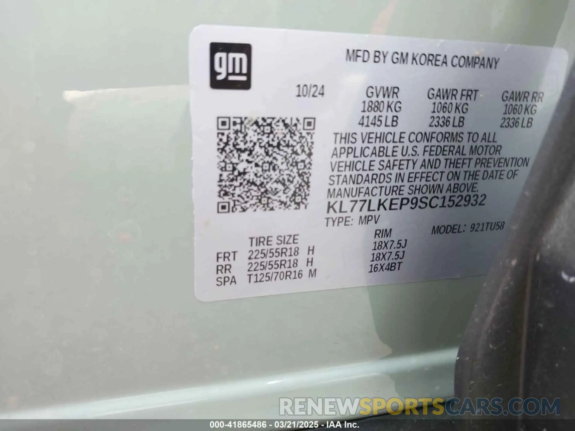 9 fotografías del automóvil dañado KL77LKEP9SC152932 CHEVROLET TRAX 2025