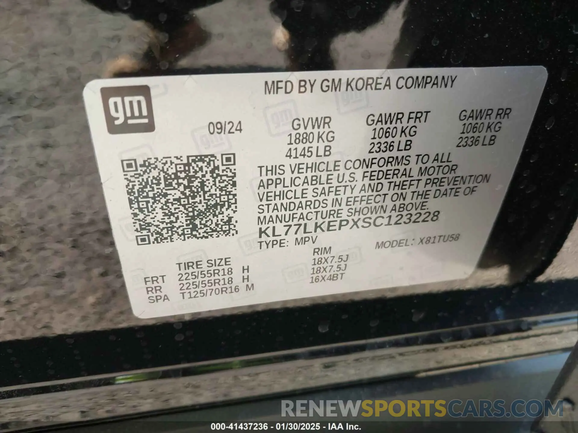 9 fotografías del automóvil dañado KL77LKEPXSC123228 CHEVROLET TRAX 2025