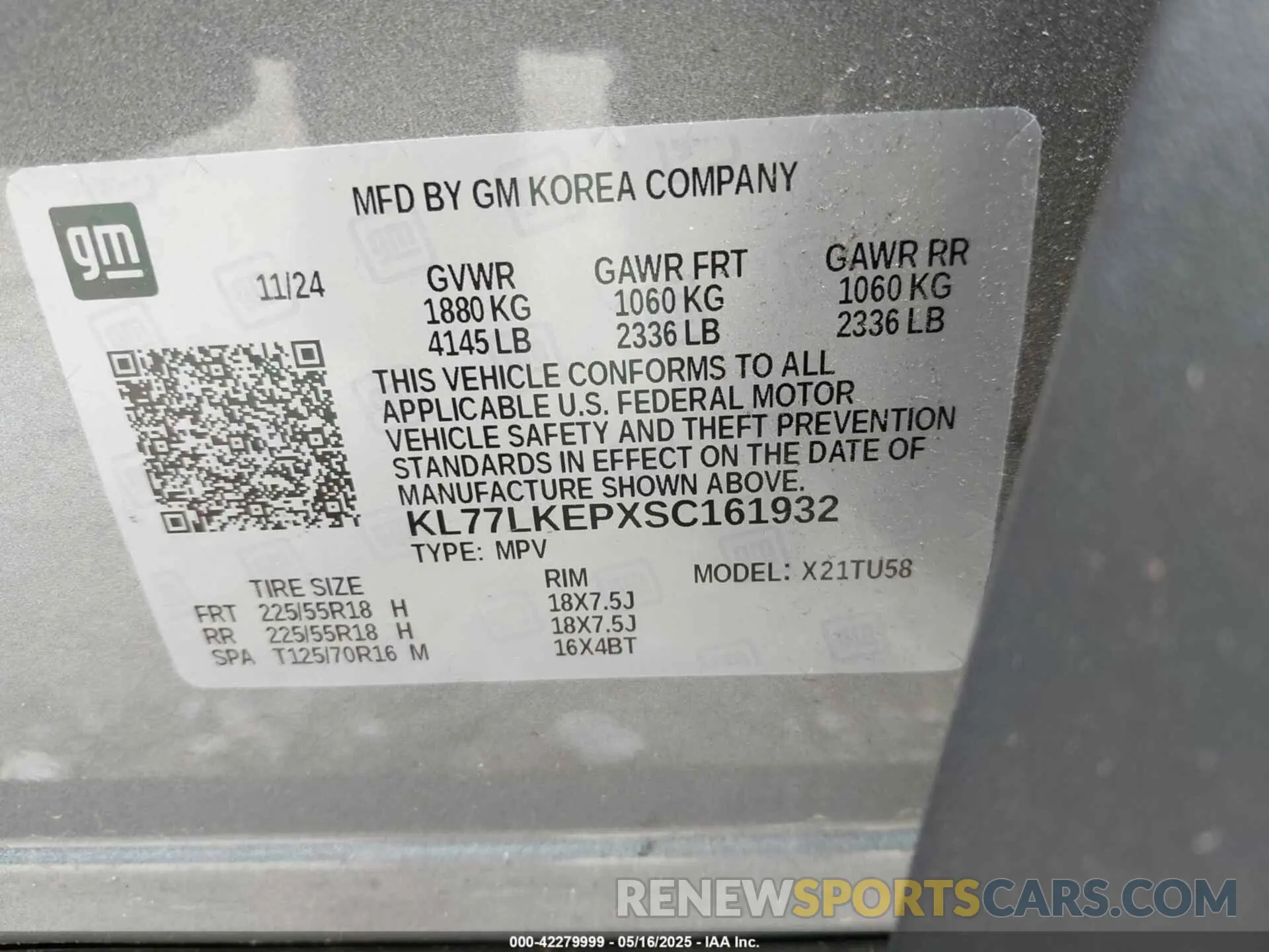 9 fotografías del automóvil dañado KL77LKEPXSC161932 CHEVROLET TRAX 2025