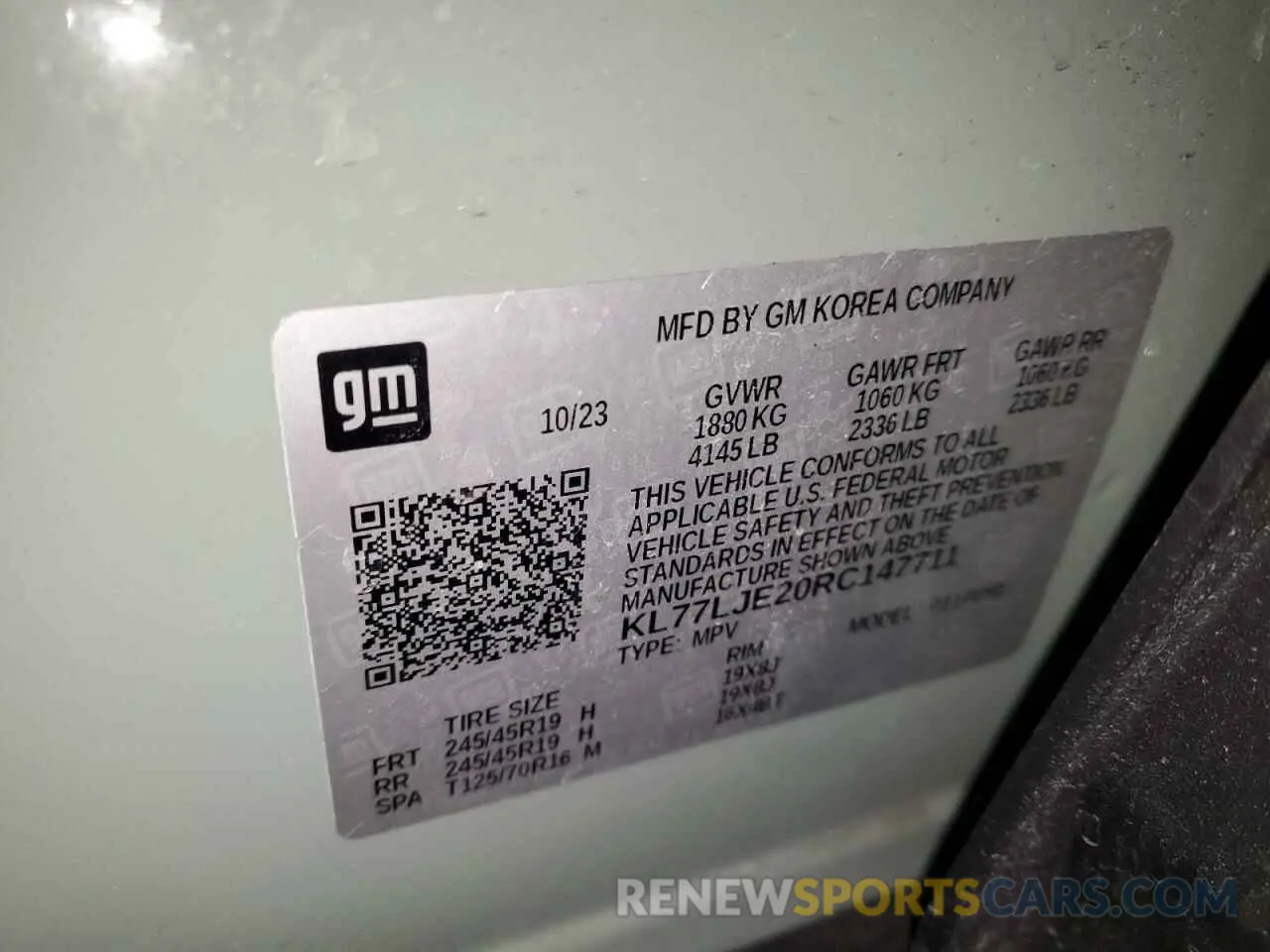 15 fotografías del automóvil dañado KL77LJE20RC147711 CHEVROLET TRAX 2RS 2024