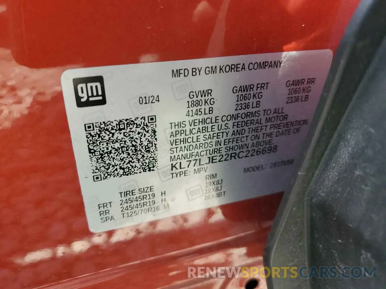 13 fotografías del automóvil dañado KL77LJE22RC226698 CHEVROLET TRAX 2RS 2024