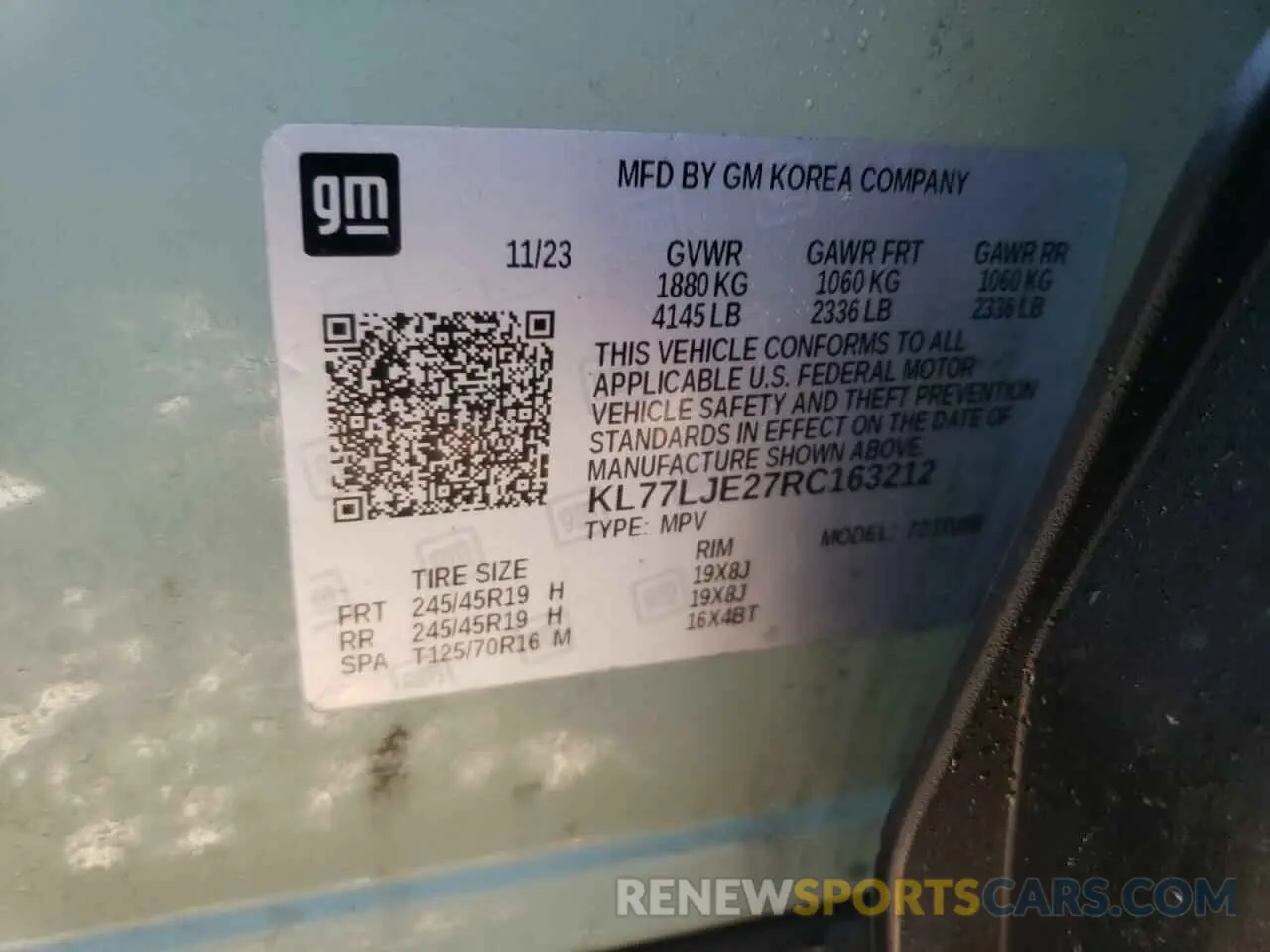 14 fotografías del automóvil dañado KL77LJE27RC163212 CHEVROLET TRAX 2RS 2024