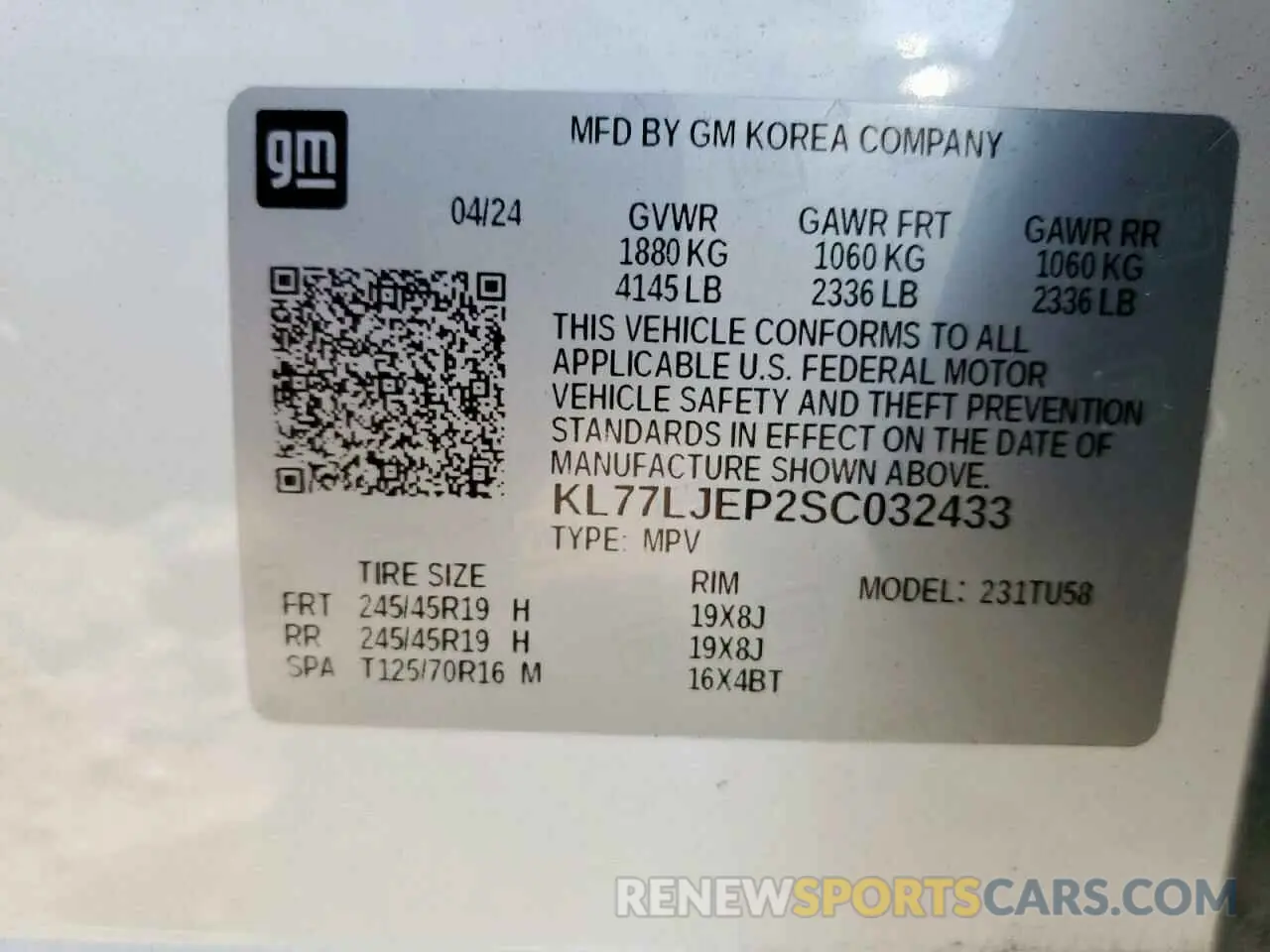 15 fotografías del automóvil dañado KL77LJEP2SC032433 CHEVROLET TRAX 2RS 2025