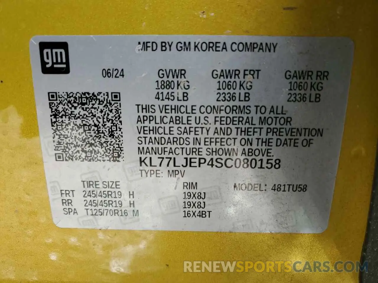 15 fotografías del automóvil dañado KL77LJEP4SC080158 CHEVROLET TRAX 2RS 2025
