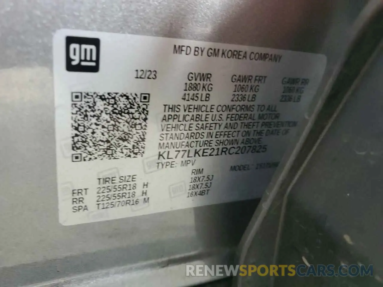 12 fotografías del automóvil dañado KL77LKE21RC207825 CHEVROLET TRAX ACTIV 2024