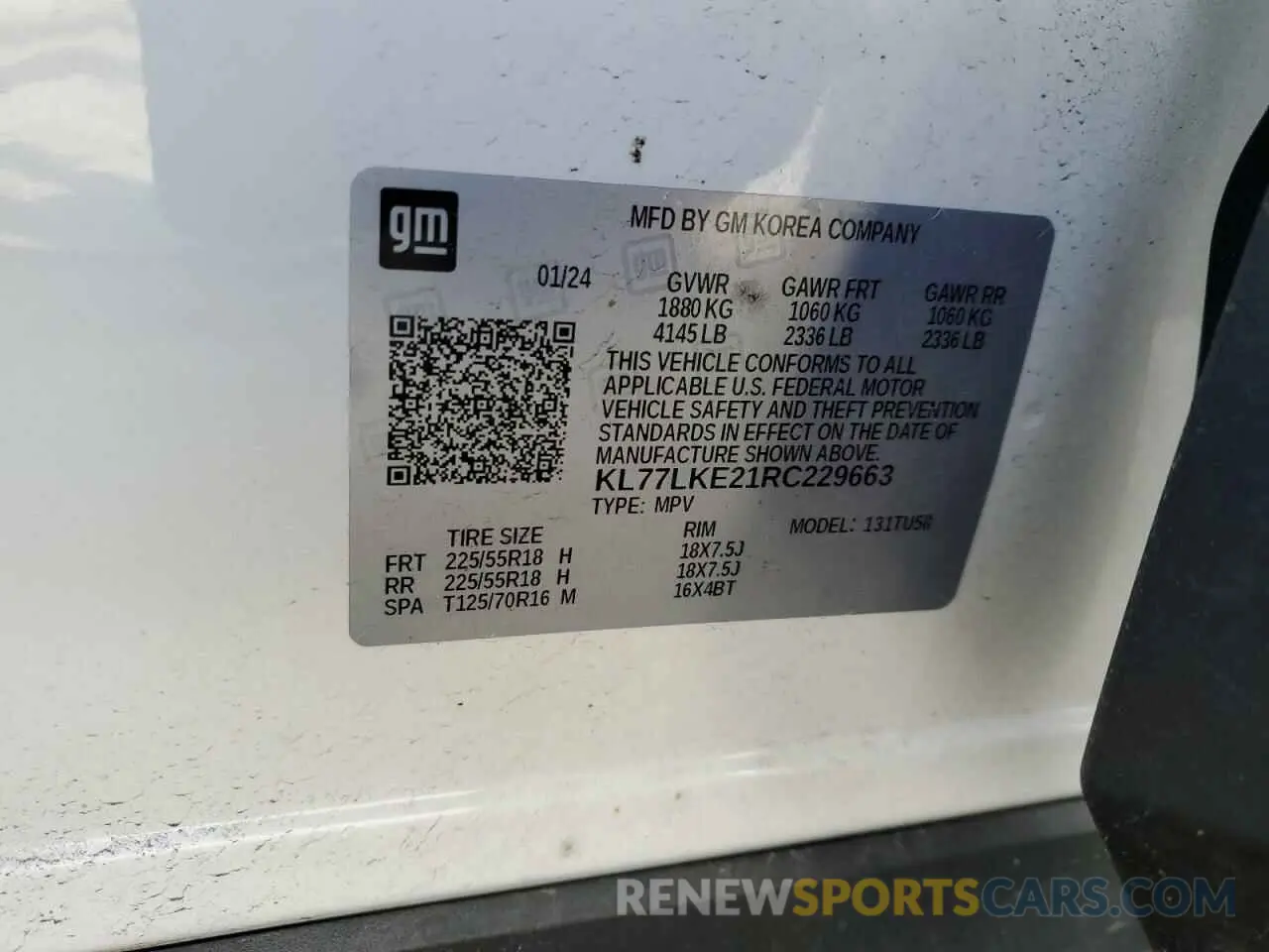 14 fotografías del automóvil dañado KL77LKE21RC229663 CHEVROLET TRAX ACTIV 2024