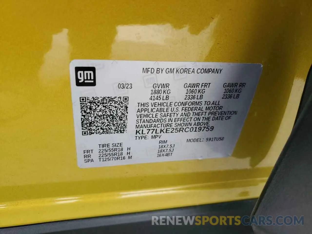 16 fotografías del automóvil dañado KL77LKE25RC019759 CHEVROLET TRAX ACTIV 2024