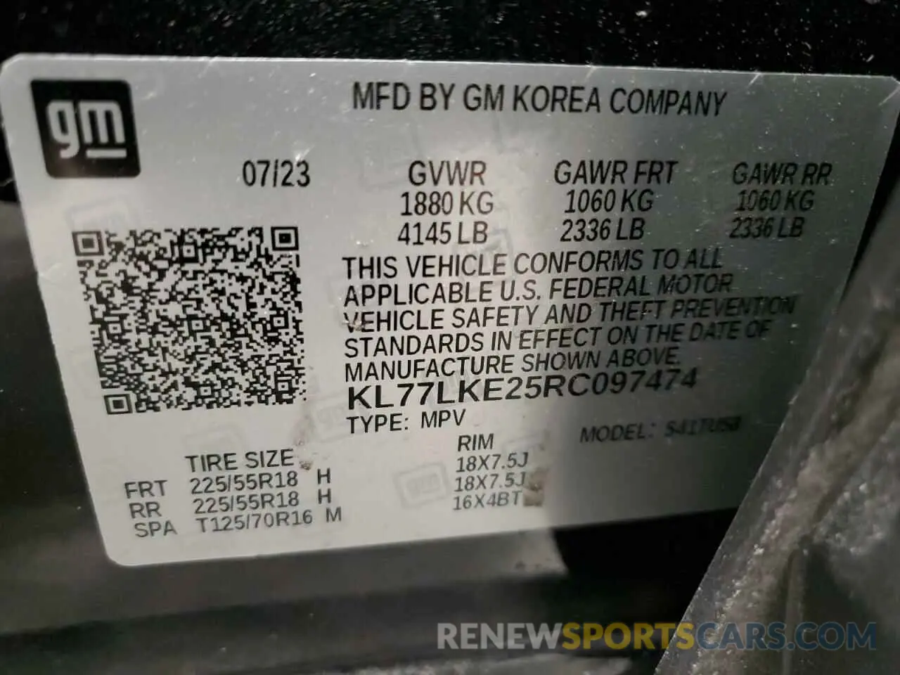 13 fotografías del automóvil dañado KL77LKE25RC097474 CHEVROLET TRAX ACTIV 2024