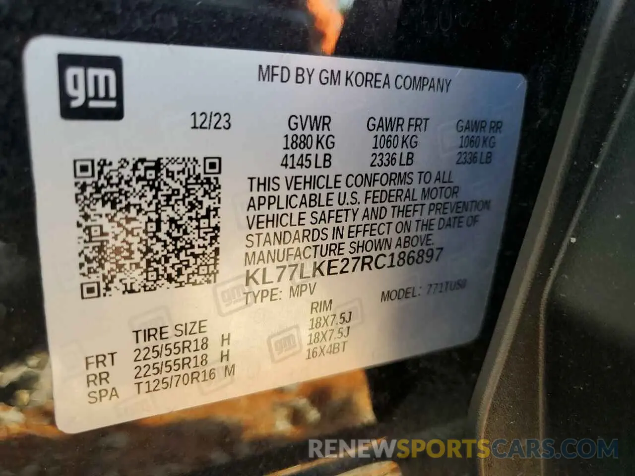 12 fotografías del automóvil dañado KL77LKE27RC186897 CHEVROLET TRAX ACTIV 2024